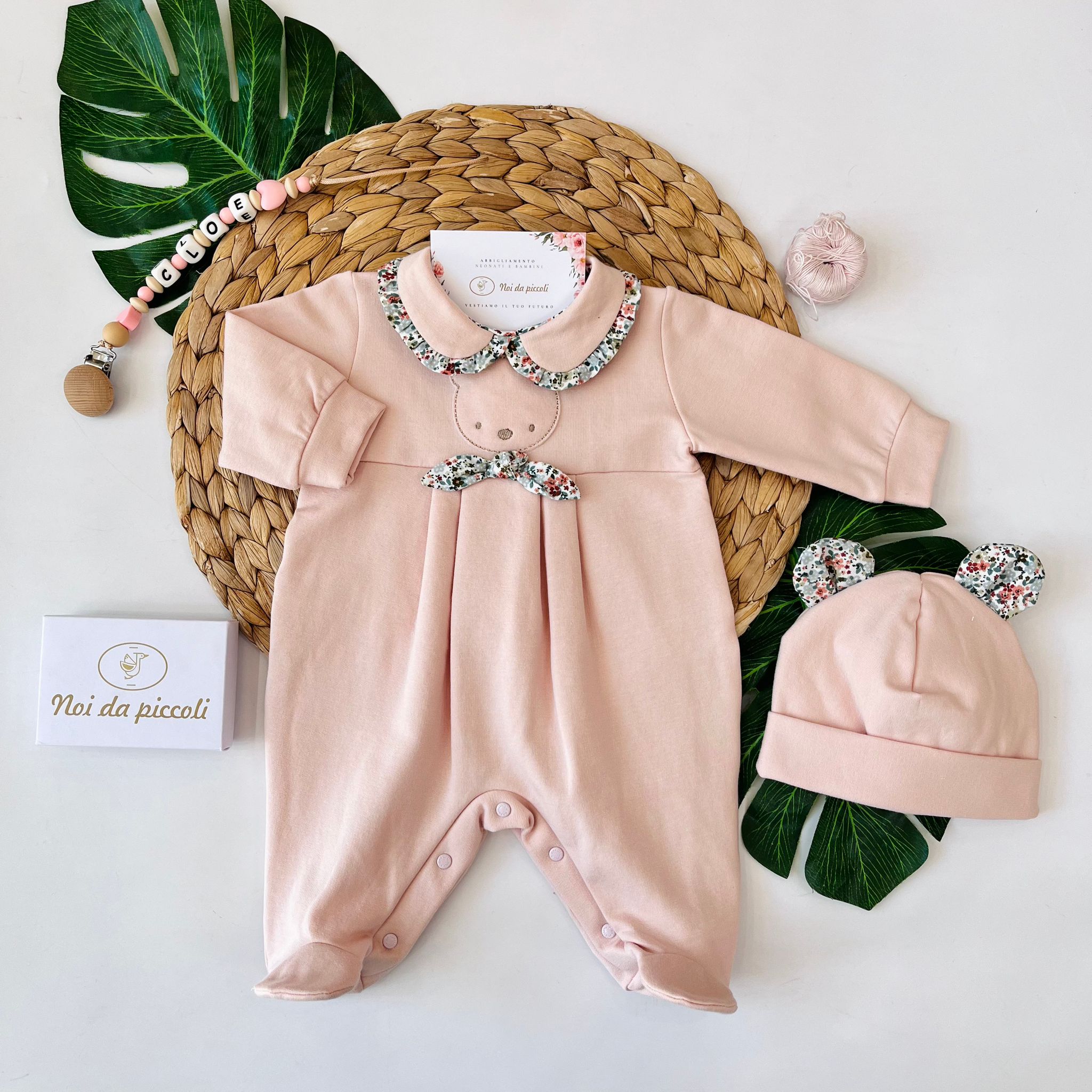 TUTINA CON ORSETTI COTONE CALDO ROSA - Noi da piccoli