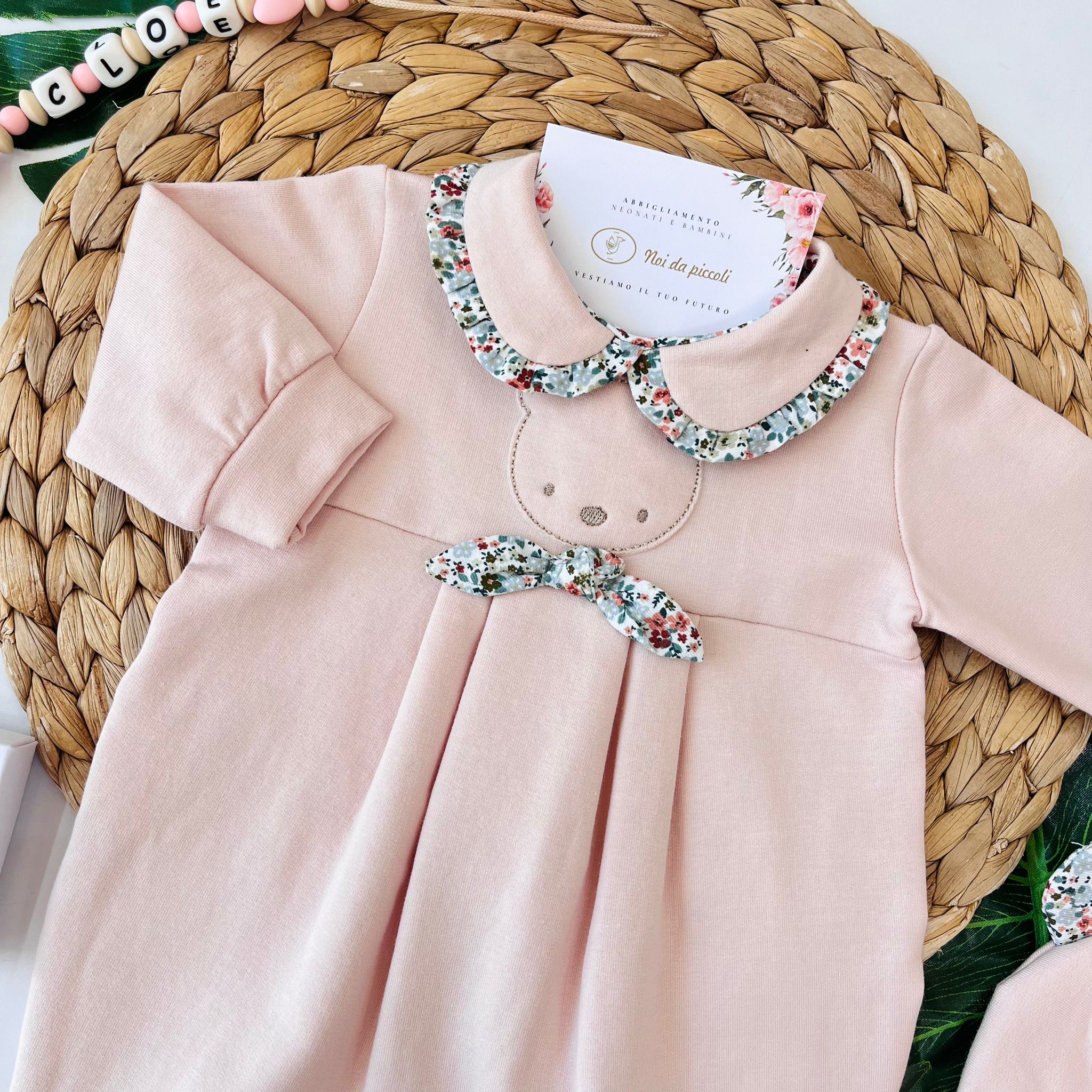 TUTINA CON ORSETTI COTONE CALDO ROSA - Noi da piccoli