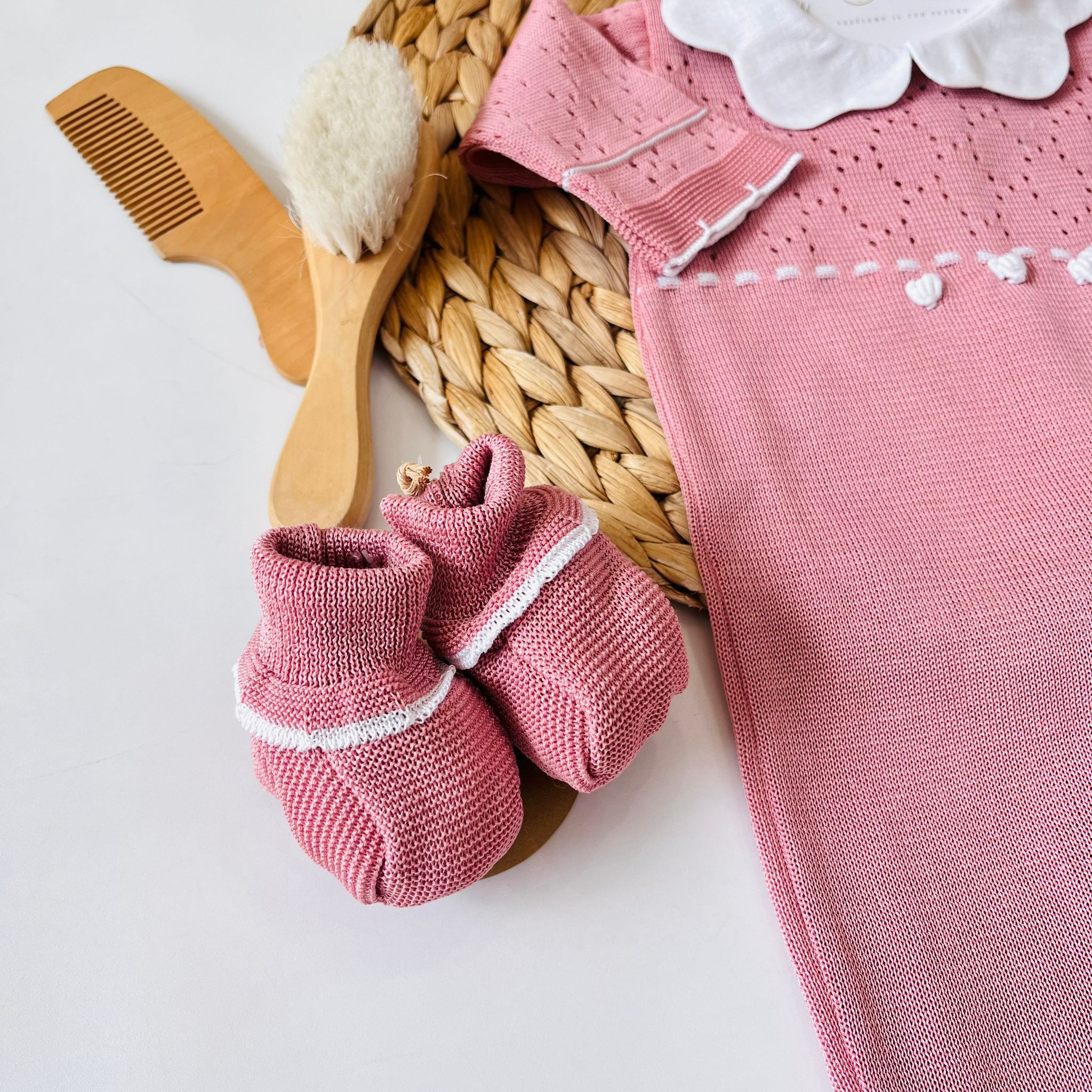 TUTINA CON PARURE 100 % COTONE ROSA - Noi da piccoli