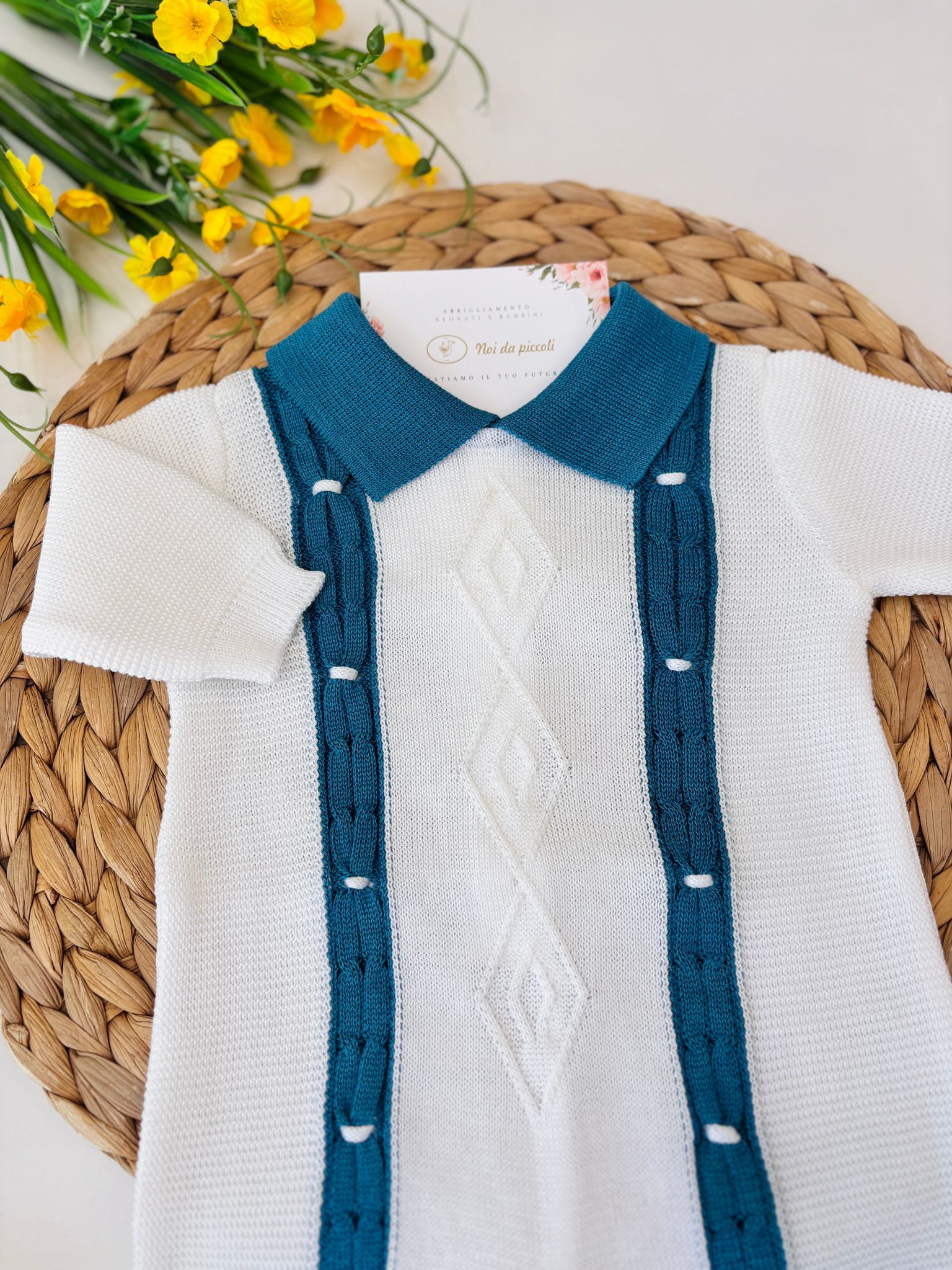 TUTINA CON PARURE 100% FILO DI COTONE BIANCO - Noi da piccoli