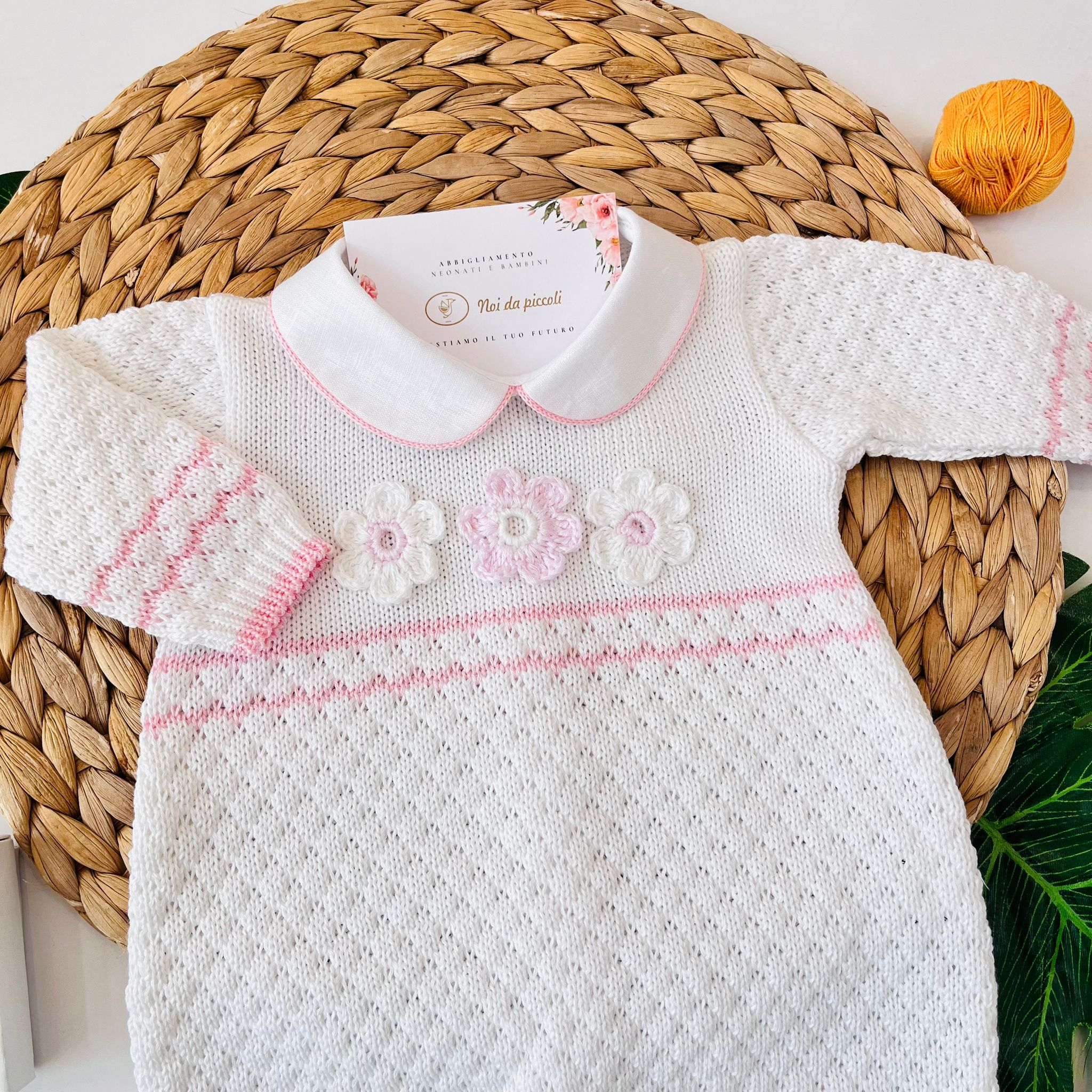 TUTINA CON PARURE 100% FILO DI COTONE BIANCO - Noi da piccoli