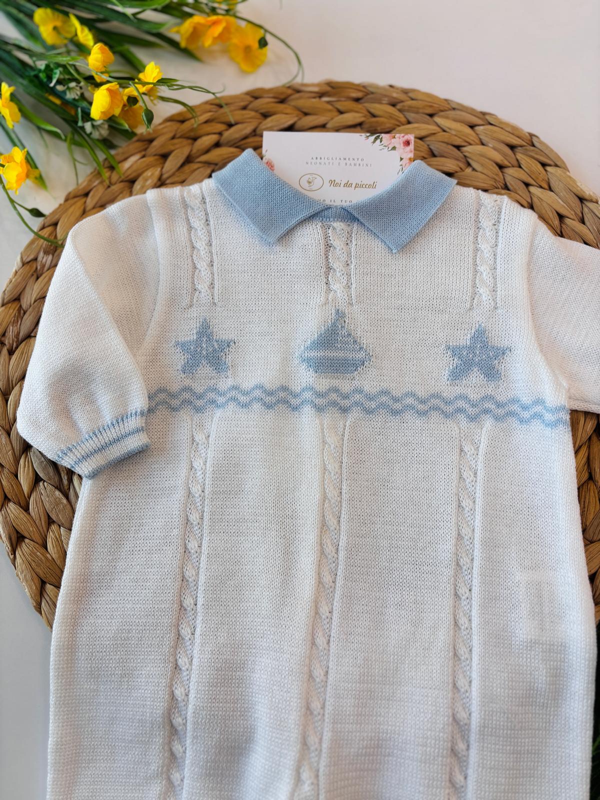 TUTINA CON PARURE 100% FILO DI COTONE BIANCO CIELO - Noi da piccoli