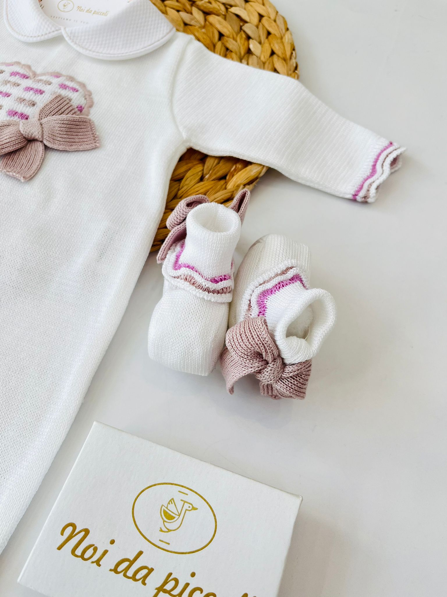TUTINA CON PARURE 100% FILO DI COTONE CICLAMINO MARSALA - Noi da piccoli