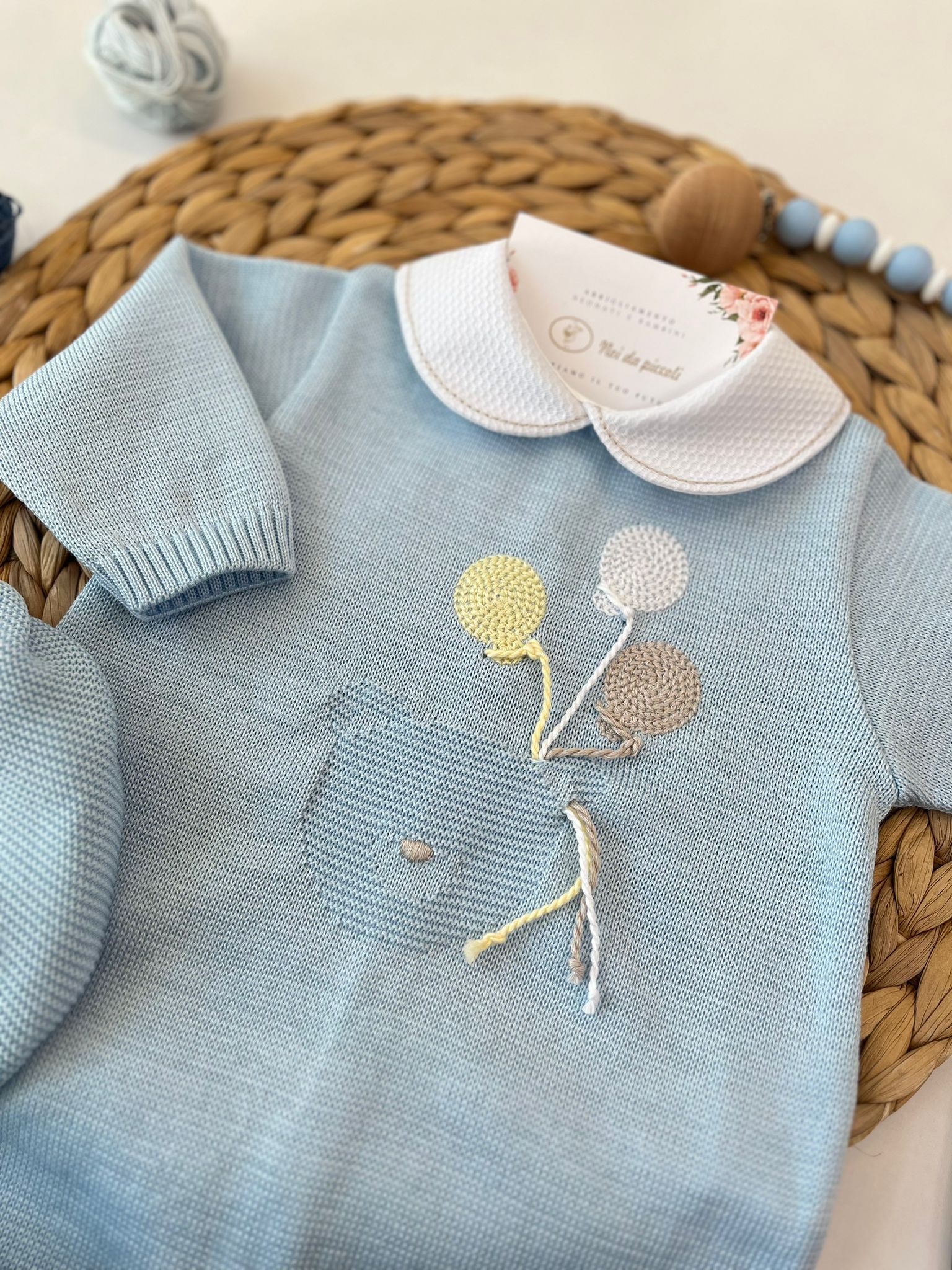 TUTINA CON PARURE 100% FILO DI COTONE CIELO - Noi da piccoli
