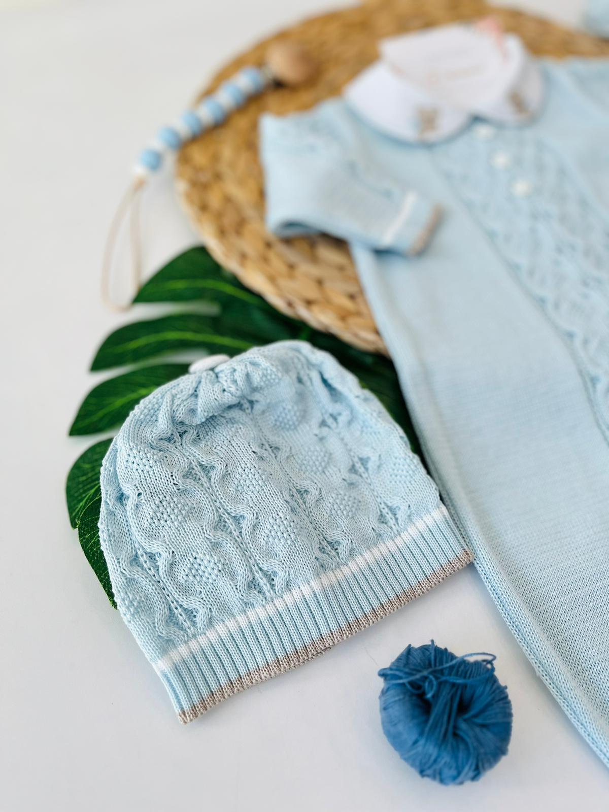 TUTINA CON PARURE 100% FILO DI COTONE CIELO NOCE - Noi da piccoli