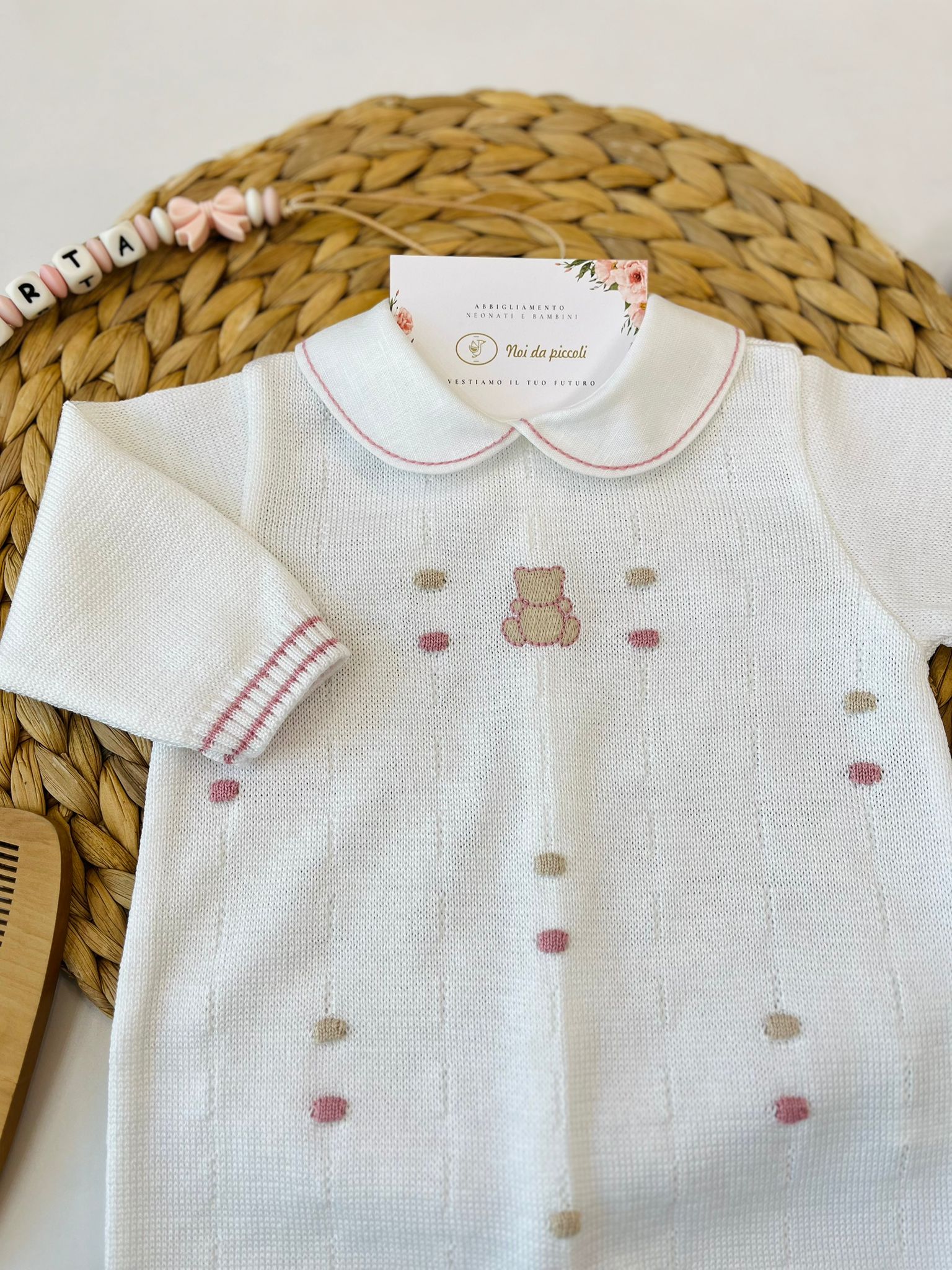 TUTINA CON PARURE 100% FILO DI COTONE MELOGRANO SABBIA - Noi da piccoli