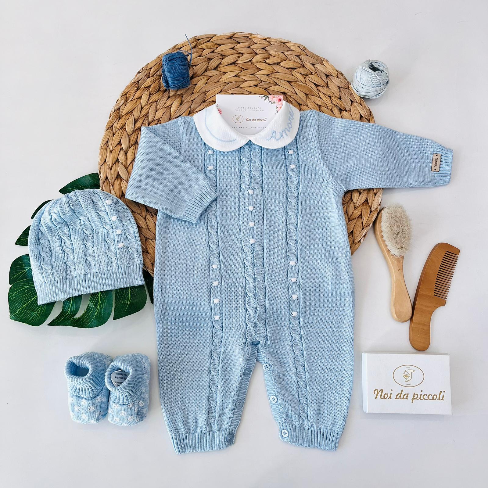 TUTINA CON PARURE 100% FILO DI COTONE POLVERE BIANCO - Noi da piccoli