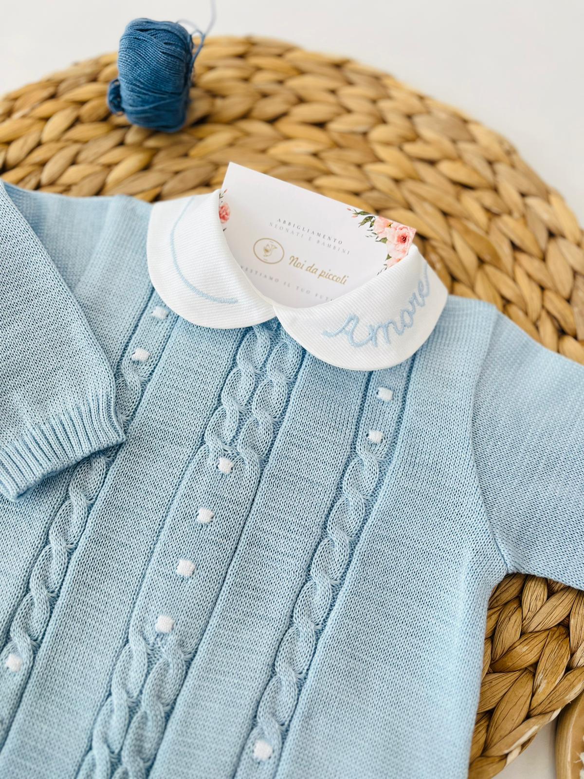 TUTINA CON PARURE 100% FILO DI COTONE POLVERE BIANCO - Noi da piccoli