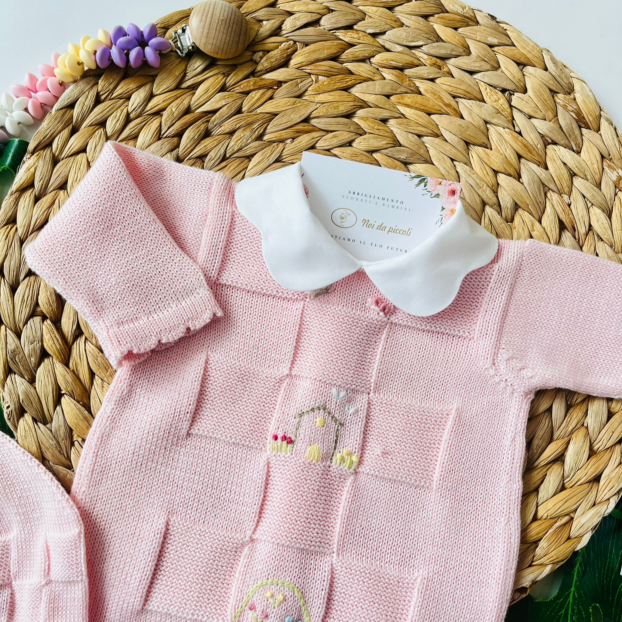 TUTINA CON PARURE 100% FILO DI COTONE ROSA MATILDE - Noi da piccoli