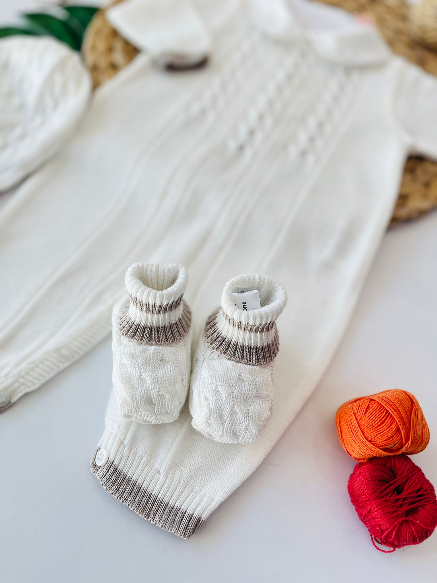 TUTINA CON PARURE 100% FILO DI COTONE VANIGLIA NOCE - Noi da piccoli