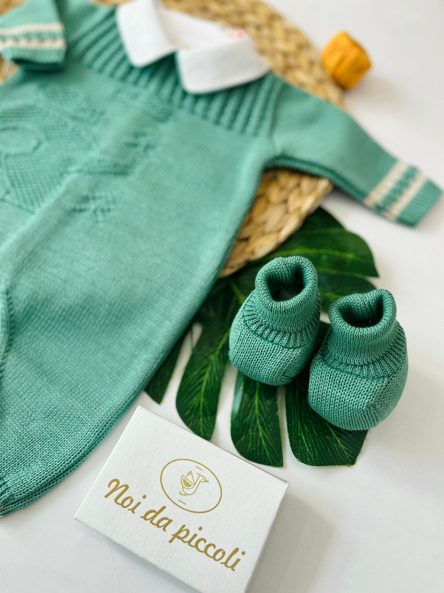 TUTINA CON PARURE 100% FILO DI COTONE VERDE - Noi da piccoli