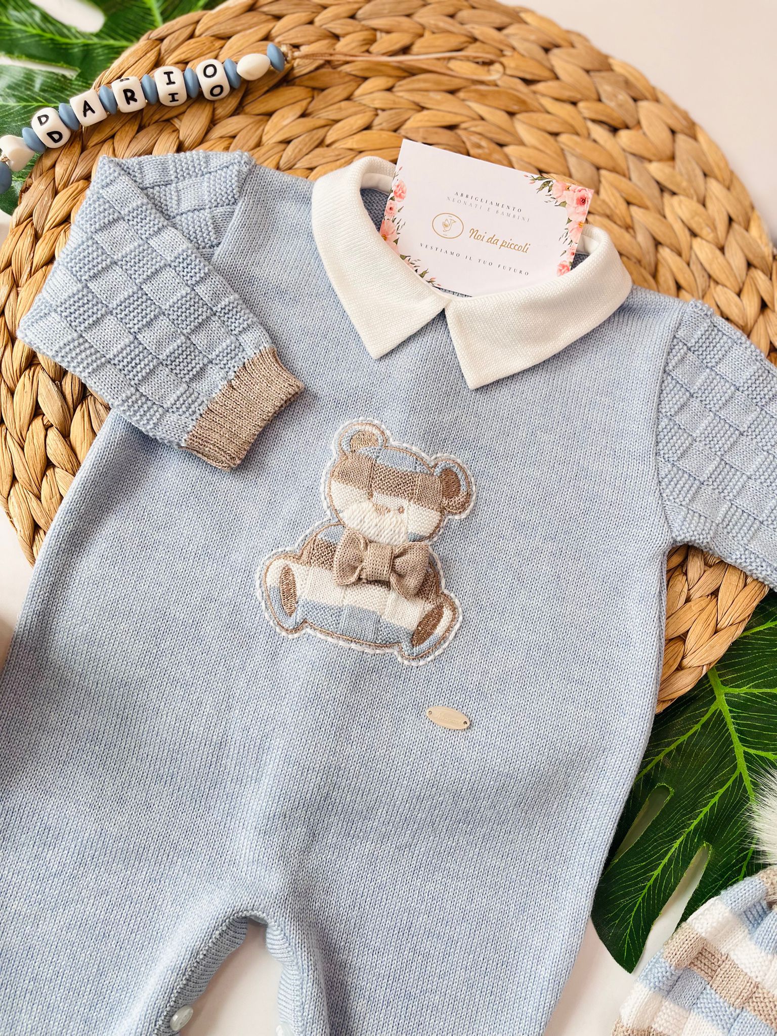 TUTINA CON PARURE 100% LANA MIX DI COLORI CIELO - Noi da piccoli