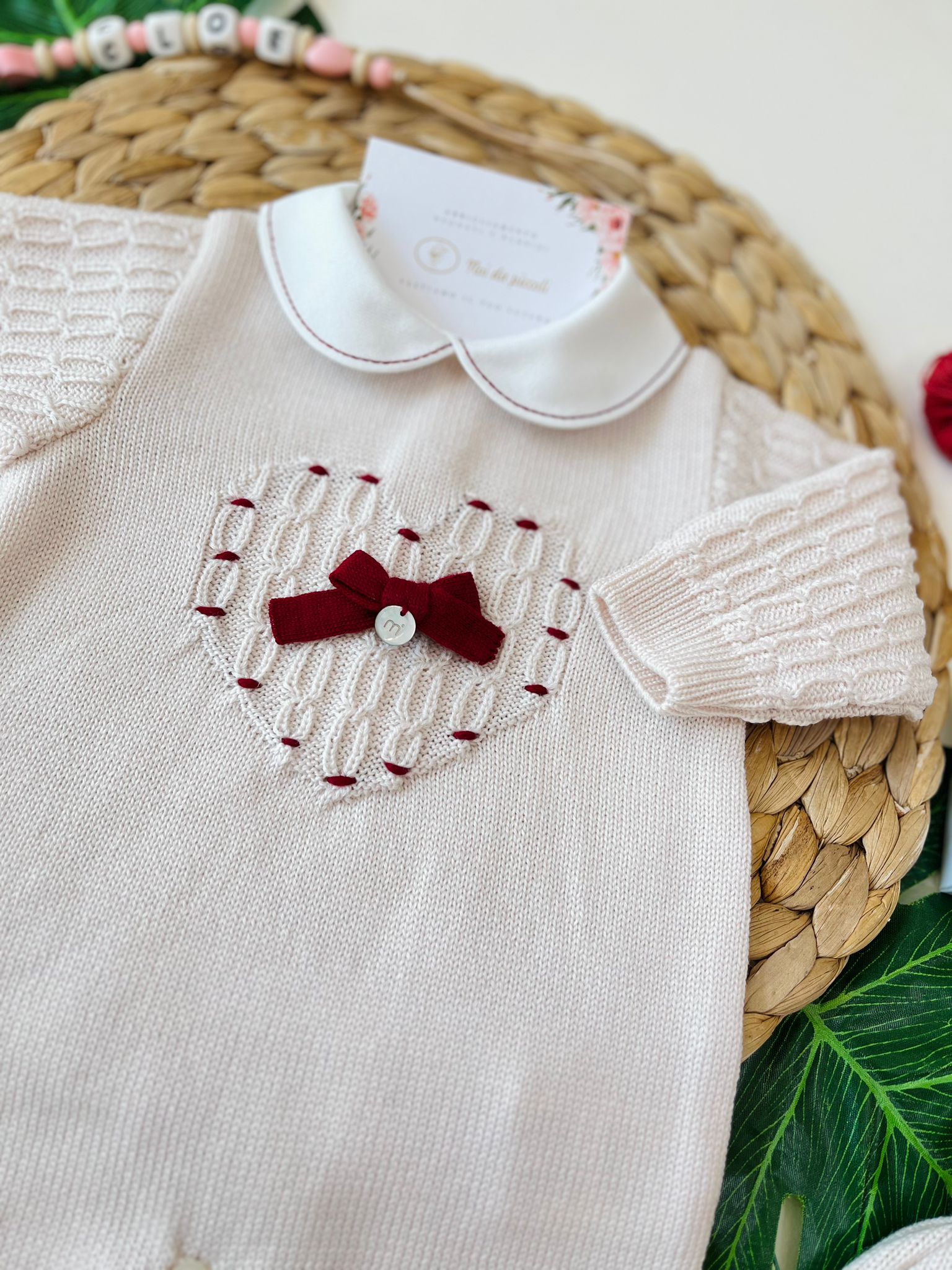 TUTINA CON PARURE 100% LANA NATURALBIO BORDEAUX - Noi da piccoli