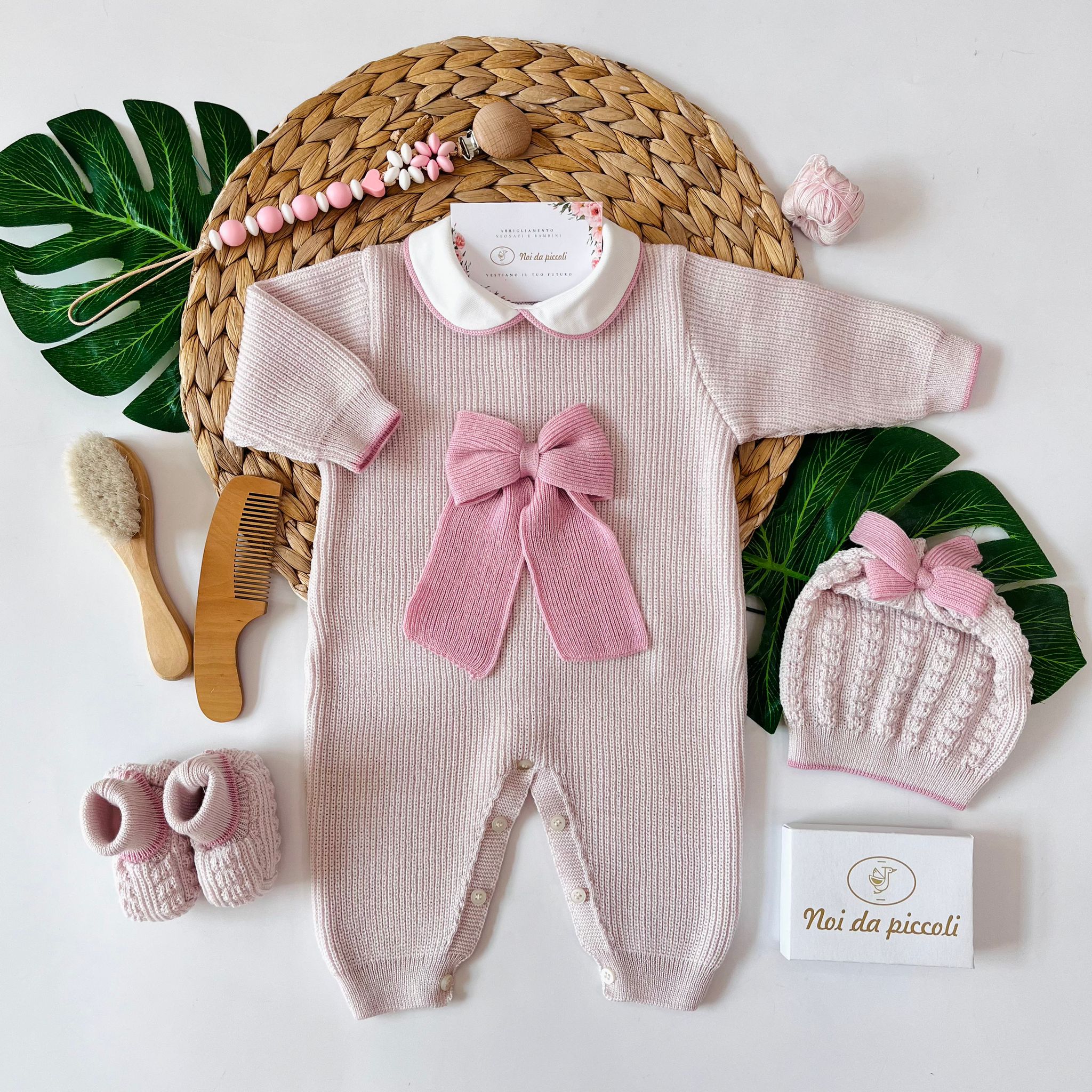 TUTINA CON PARURE 100% LANA NATURALBIO MARSALA - Noi da piccoli