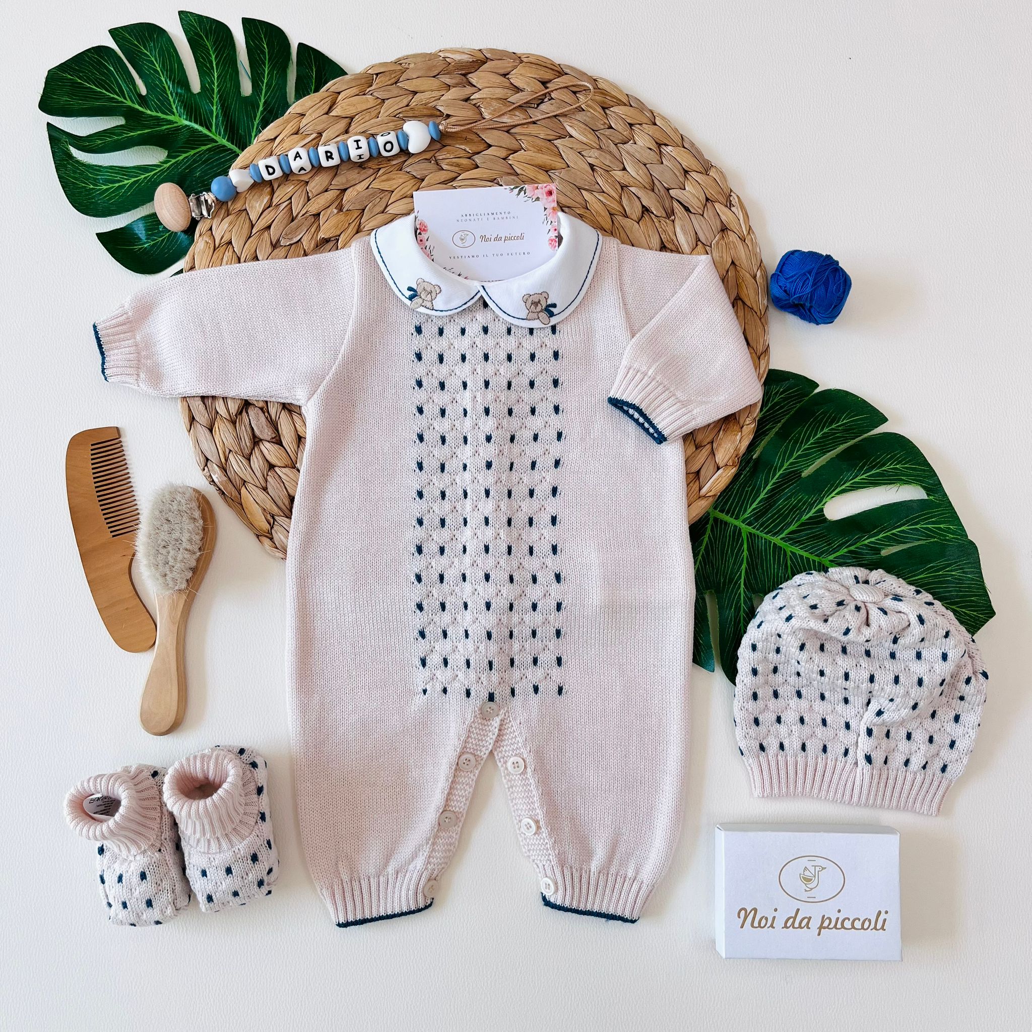 TUTINA CON PARURE 100% LANA NATURALBIO ZAFFIRO - Noi da piccoli