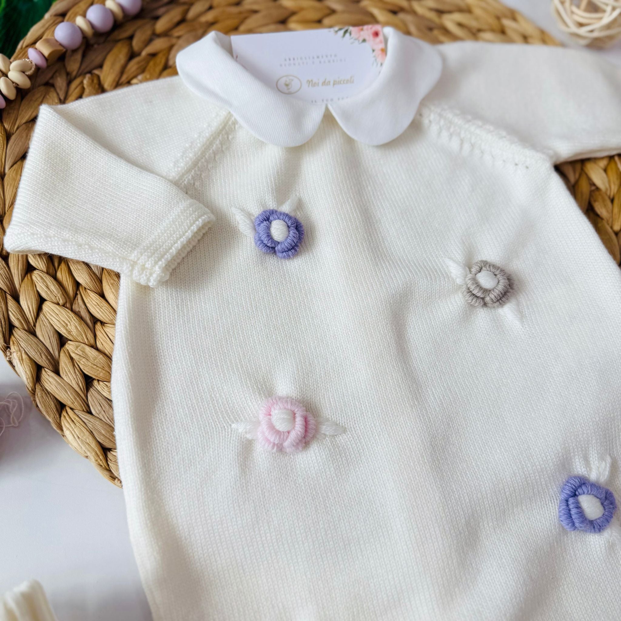 TUTINA CON PARURE 100% LANA PANNA - Noi da piccoli