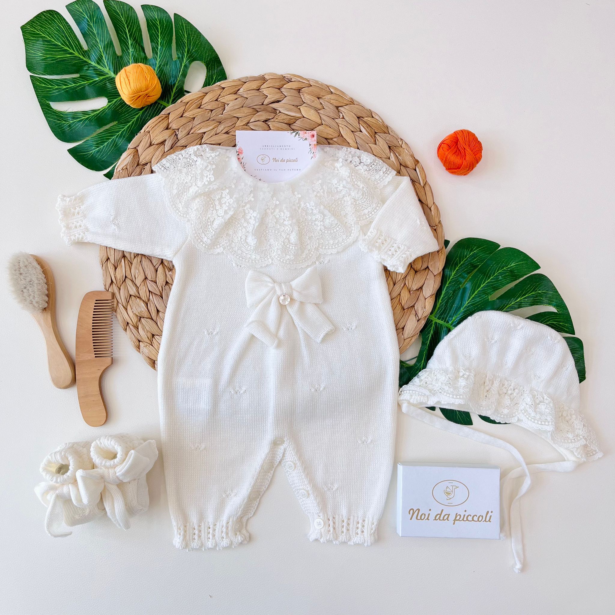 TUTINA CON PARURE 100% LANA VANIGLIA - Noi da piccoli