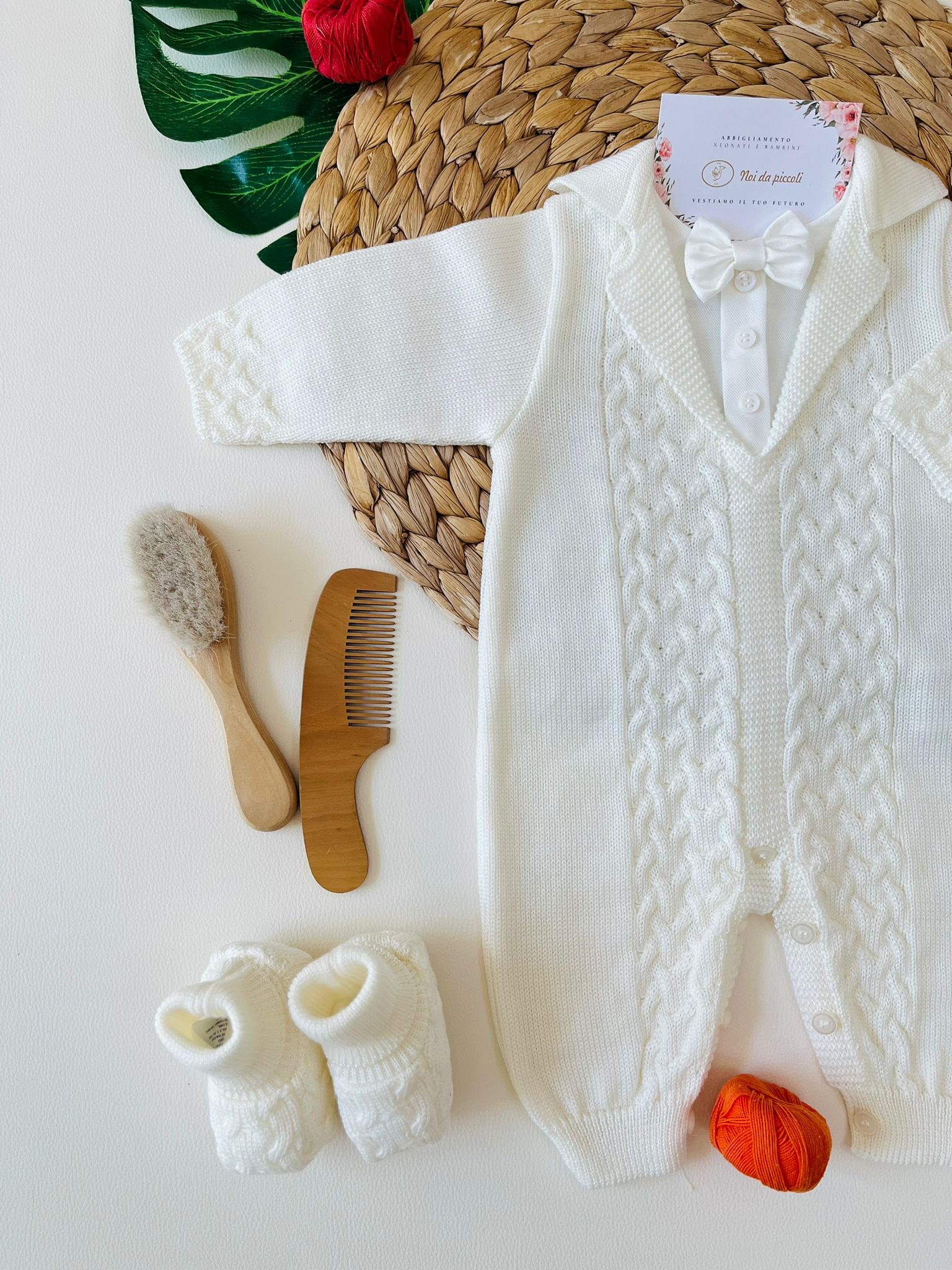 TUTINA CON PARURE 100% LANA VANIGLIA - Noi da piccoli