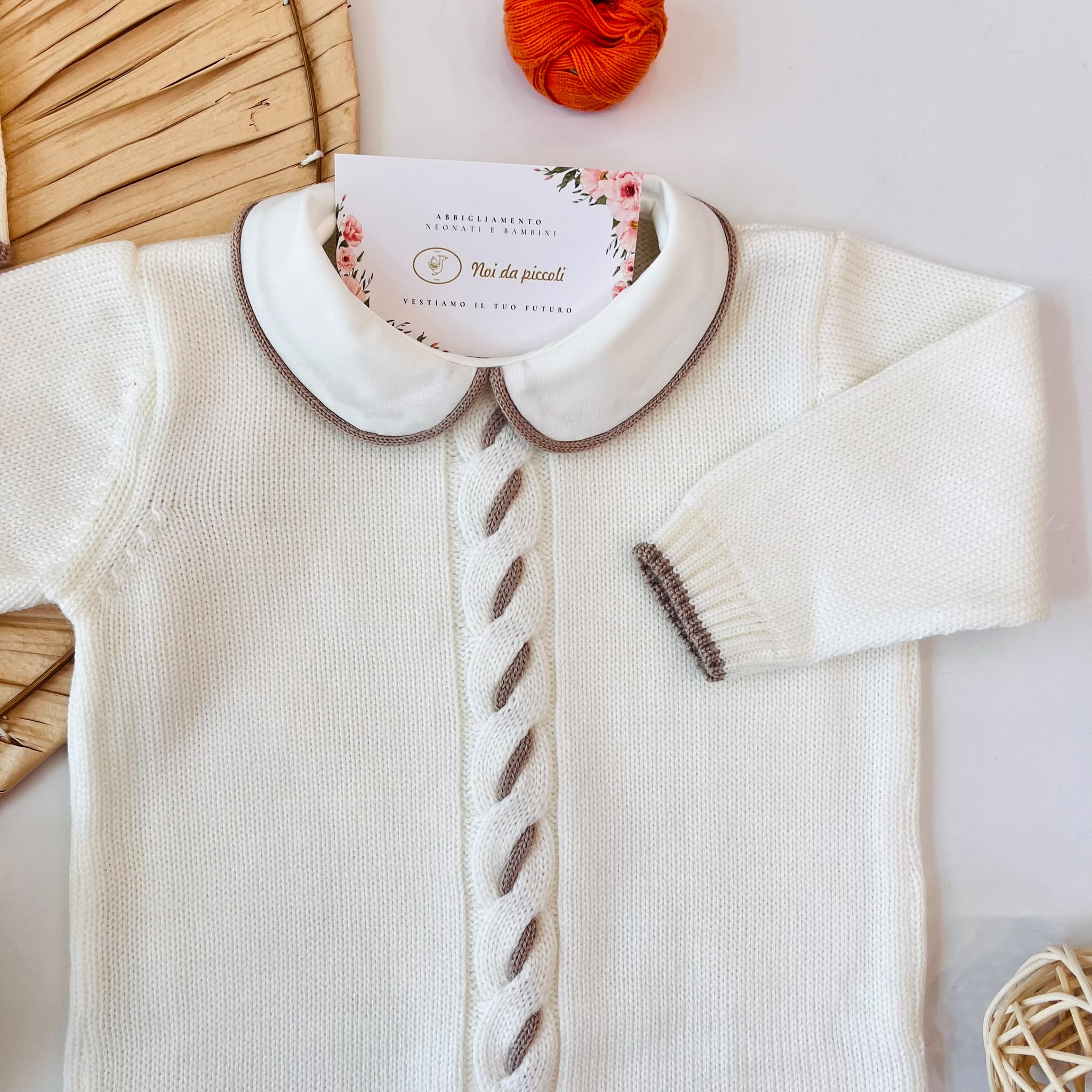 TUTINA CON PARURE 100% PURA LANA MERINO EXTRAFINE PANNA - Noi da piccoli