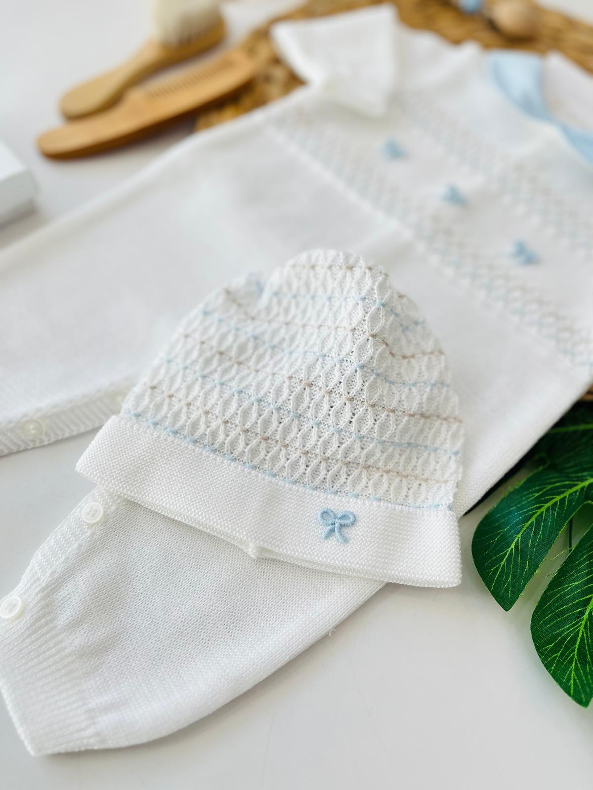 TUTINA CON PARURE 3 FIOCCHETTI 100% FILO DI COTONE POLVERE NOCE - Noi da piccoli