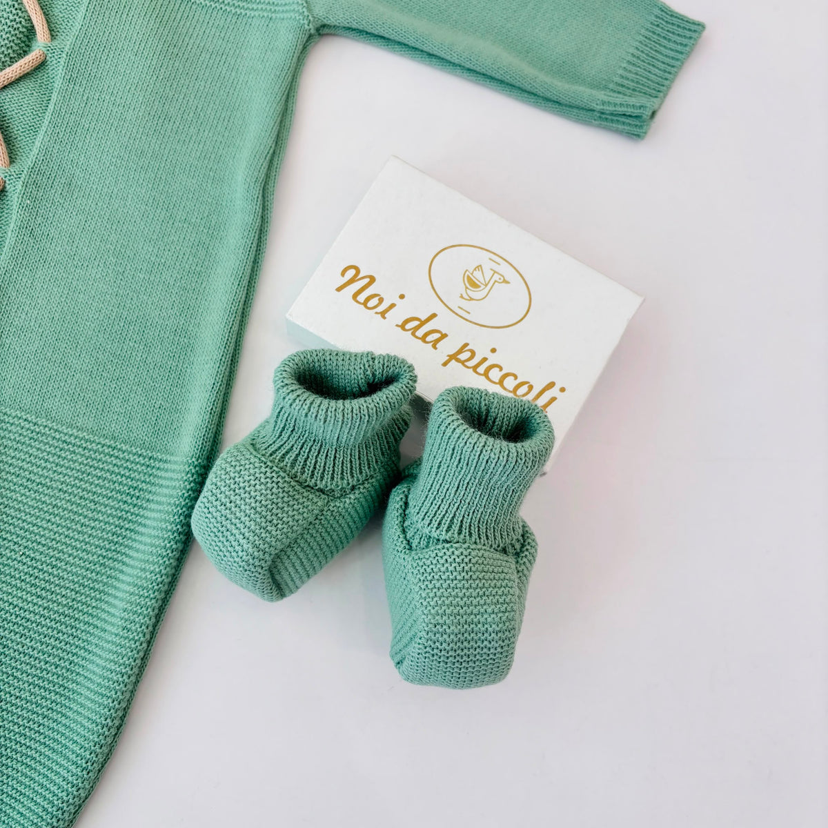 Green Warm Yarn One-Piece with Accessories PAPPA E LATTE - Noi da piccoli
