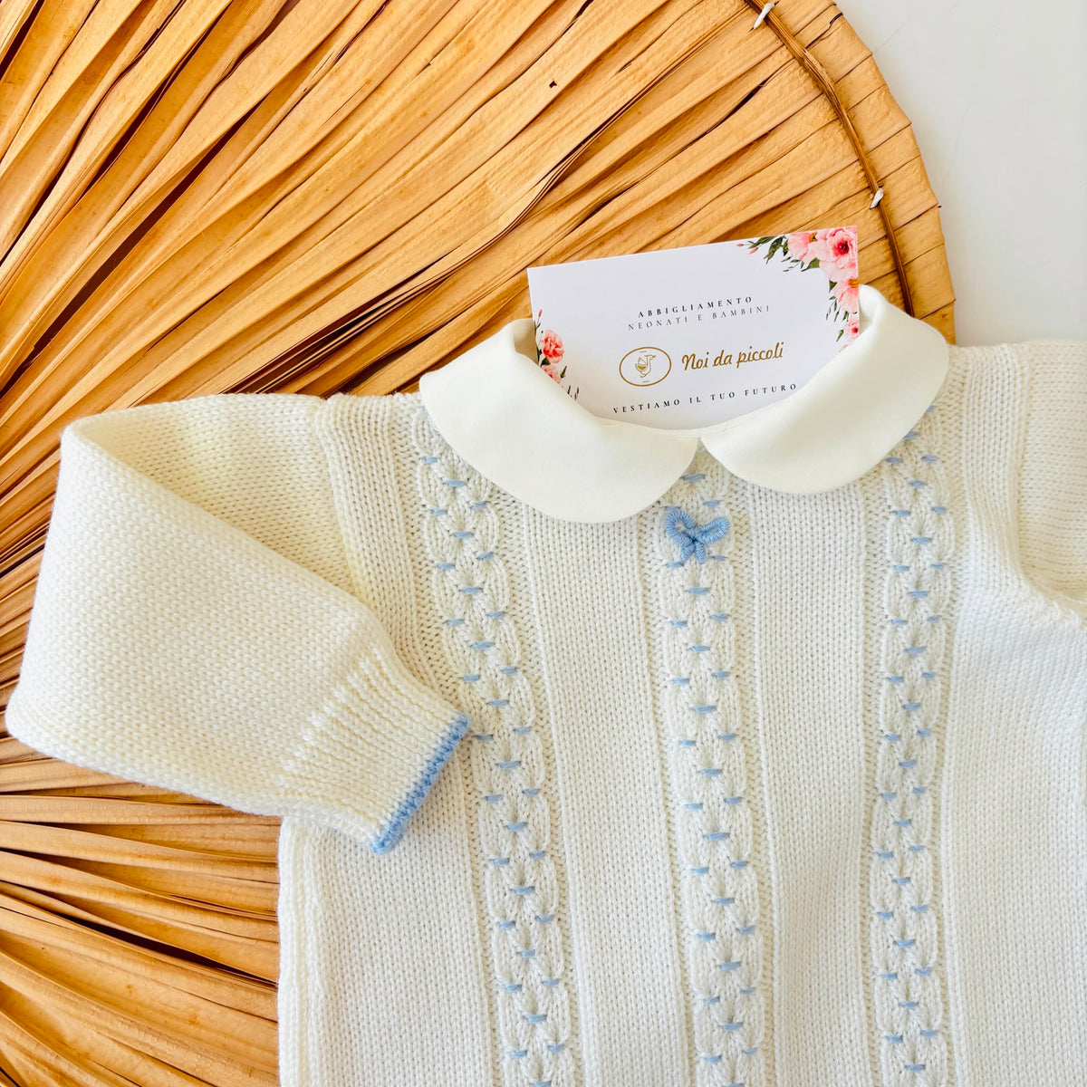 TUTINA CON PARURE in lana merino Linos PANNA - Noi da piccoli