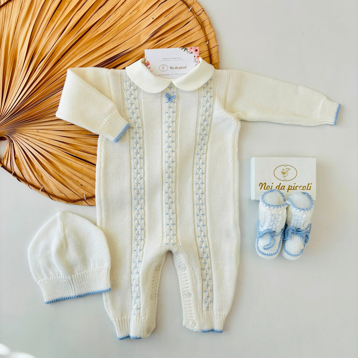 TUTINA CON PARURE in lana merino Linos PANNA - Noi da piccoli
