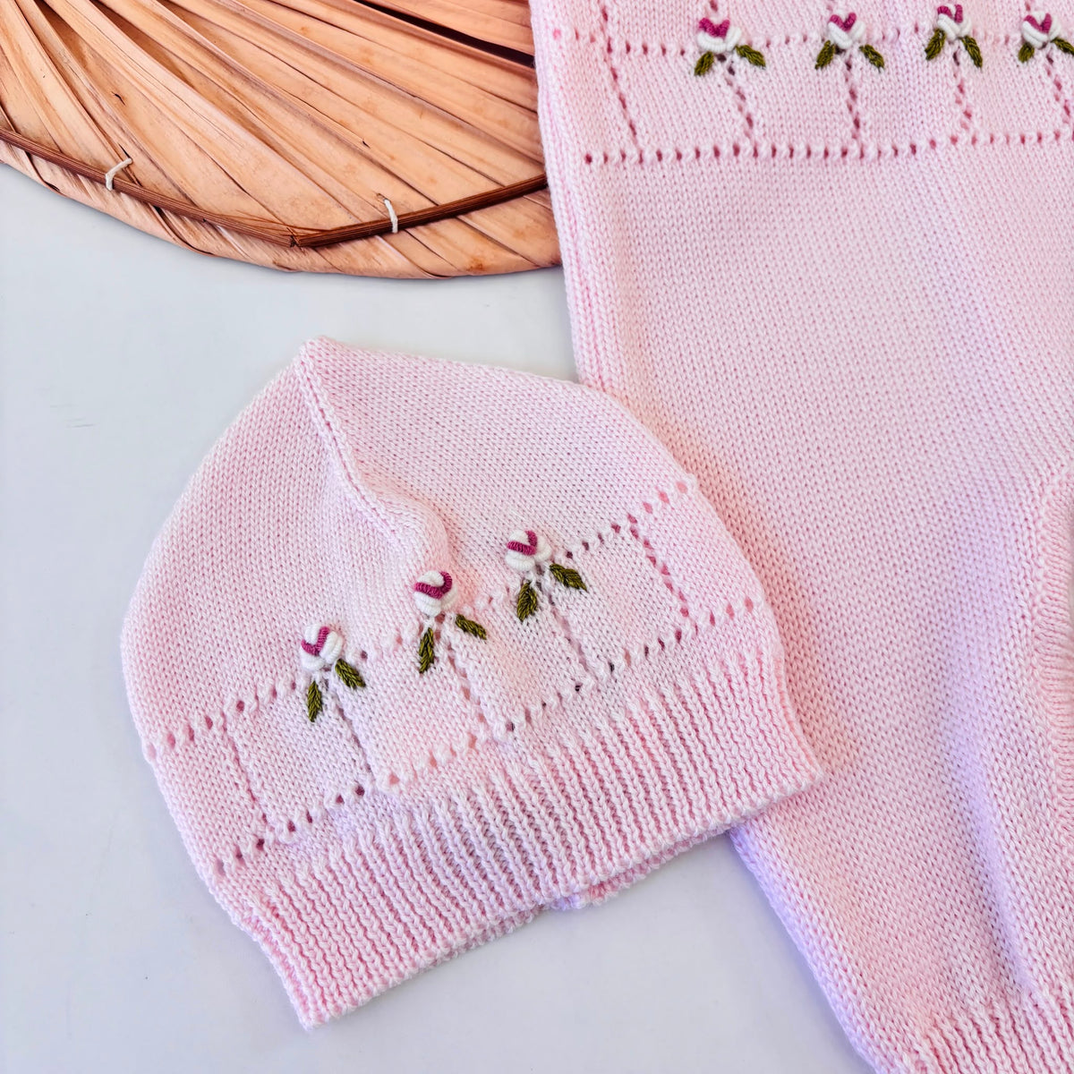 TUTINA CON PARURE in lana merino Rosie ROSA - Noi da piccoli