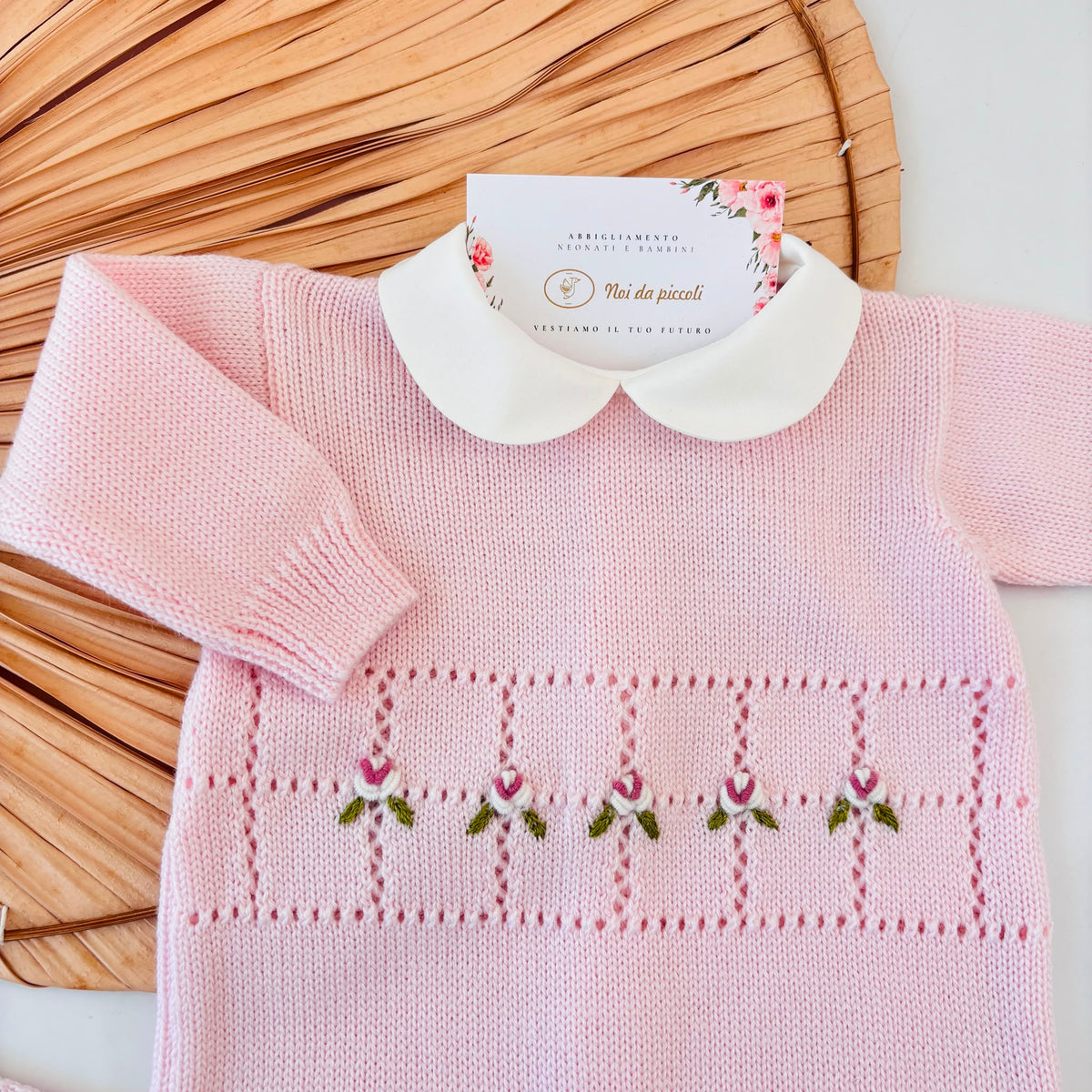 TUTINA CON PARURE in lana merino Rosie ROSA - Noi da piccoli