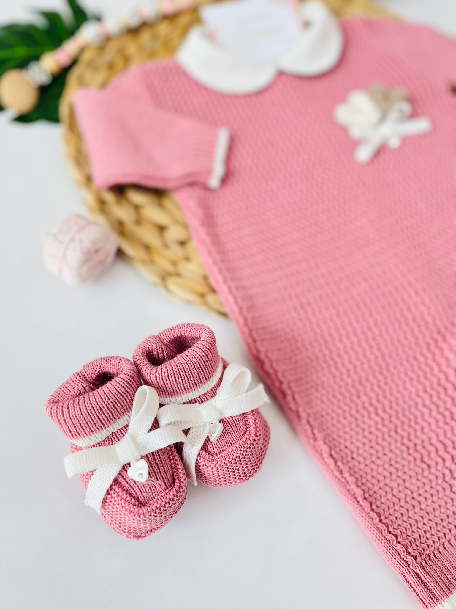 TUTINA CON PARURE KNIT FILATO CALDO MALVA - Noi da piccoli