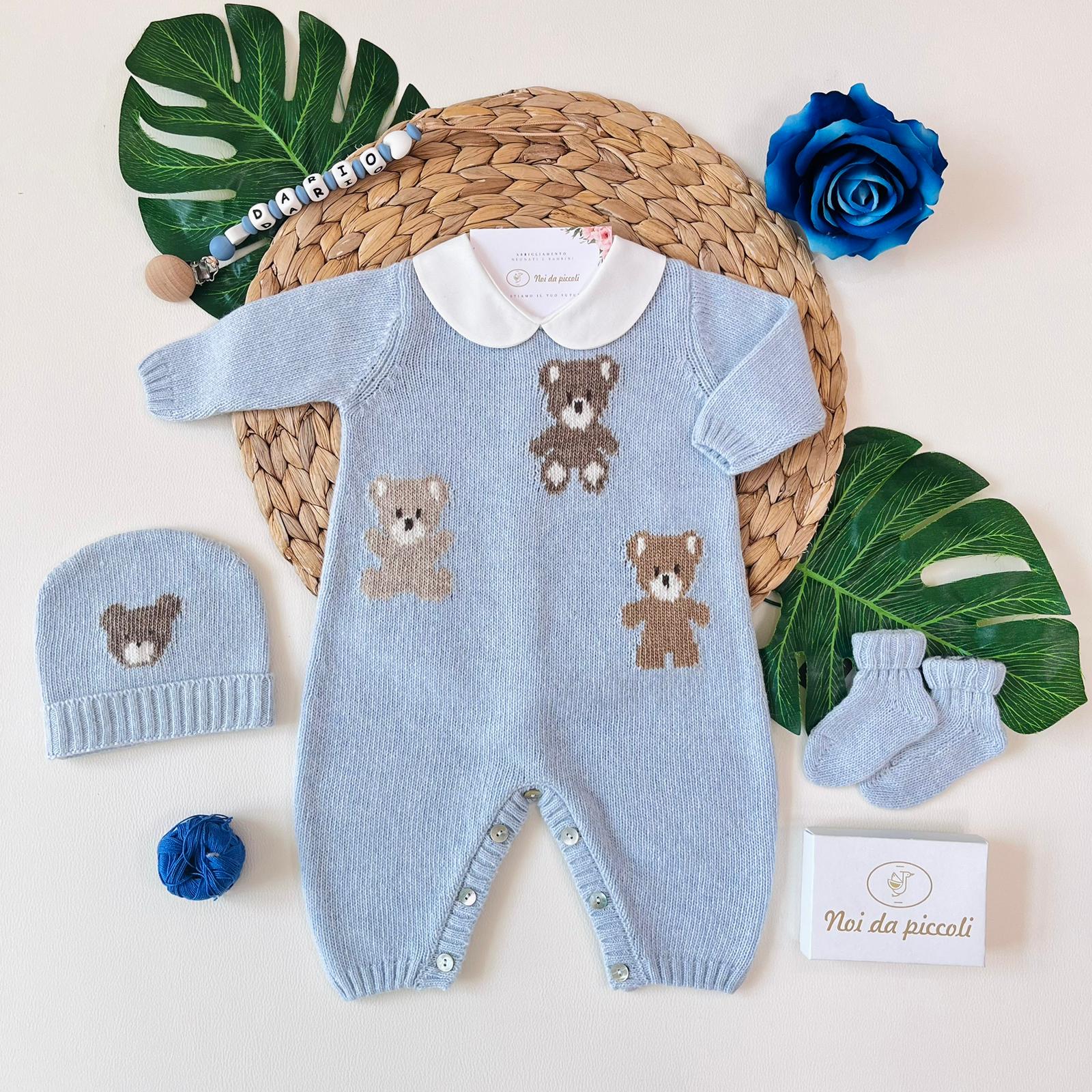 TUTINA CON PARURE LANA MERINO CIELO - Noi da piccoli