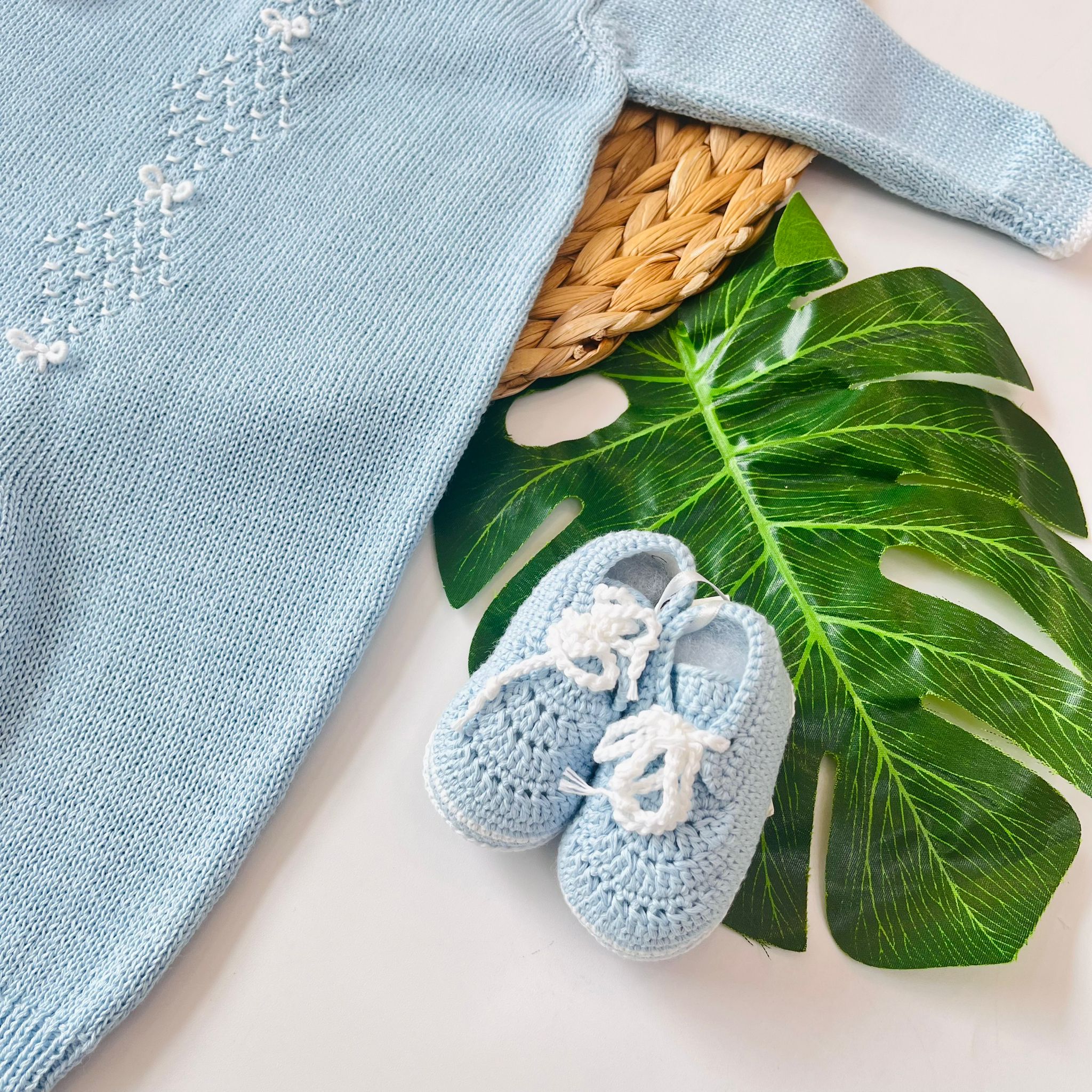 TUTINA CON PARURE PIO 100% FILO DI COTONE CIELO - Noi da piccoli