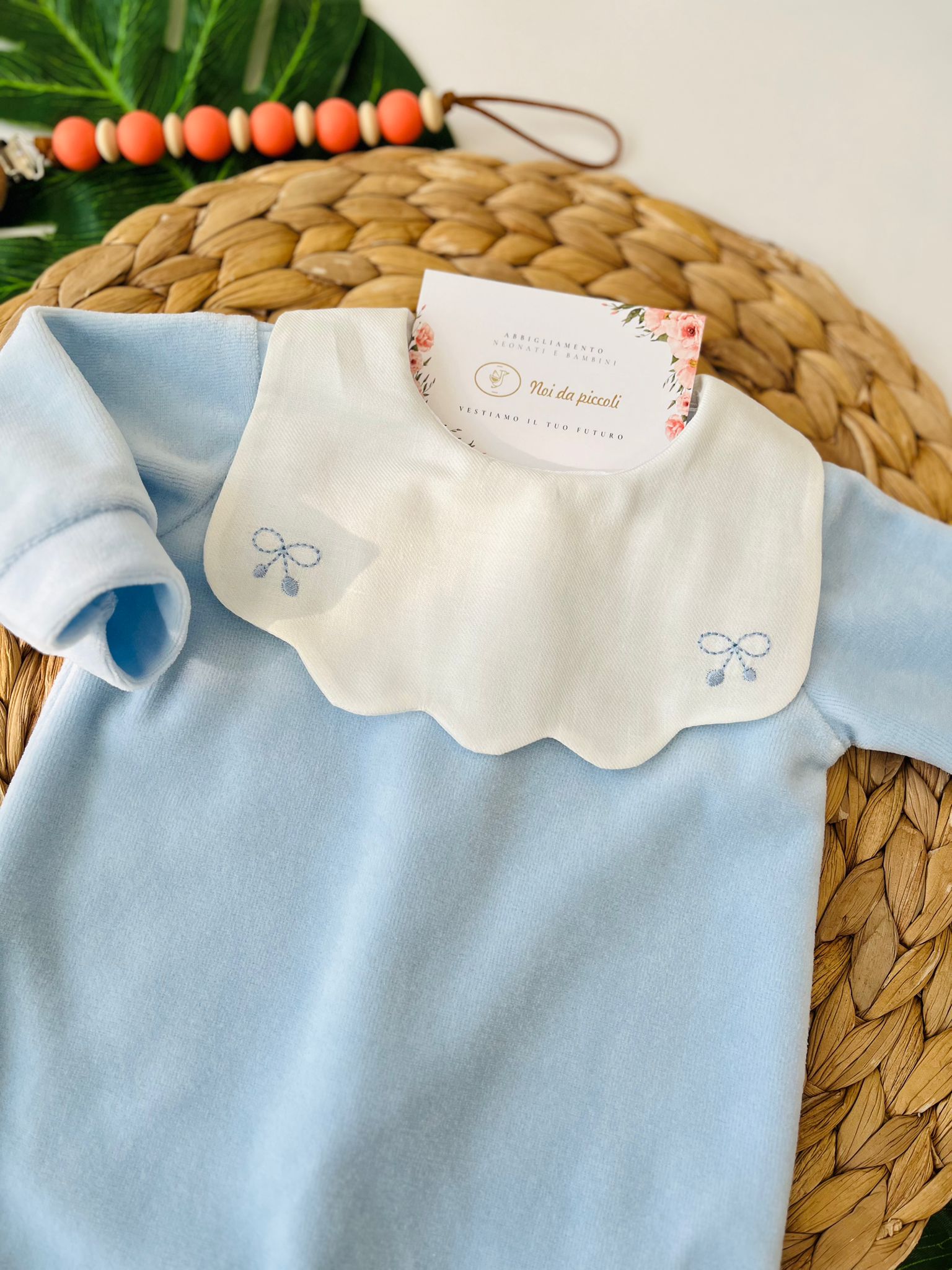 TUTINA CON PATTEN FIOCCHETTO CINIGLIA CIELO - Noi da piccoli