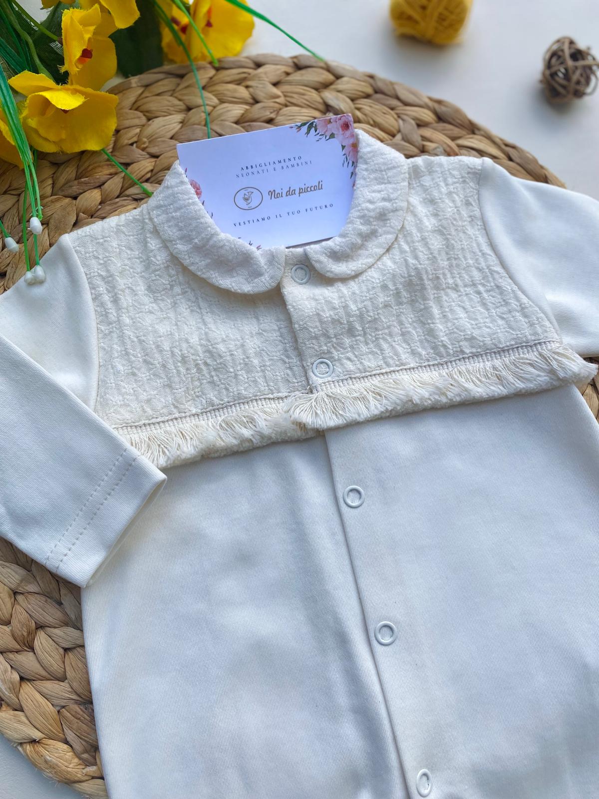 TUTINA CON RICAMI CINIGLIA PANNA - Noi da piccoli