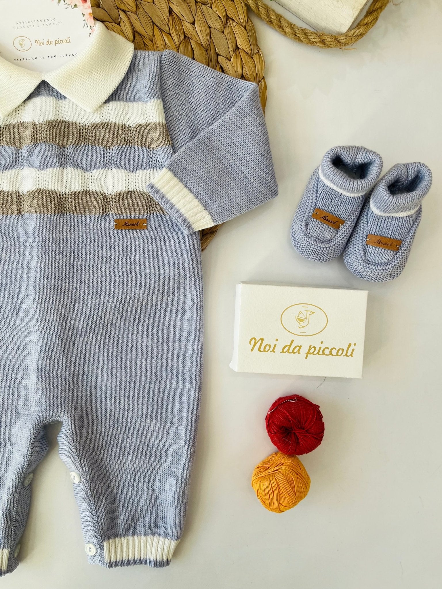 TUTINA CON SET PARIURE MERINO CIELO BEIGE LANA EXTRAFINE - Noi da piccoli