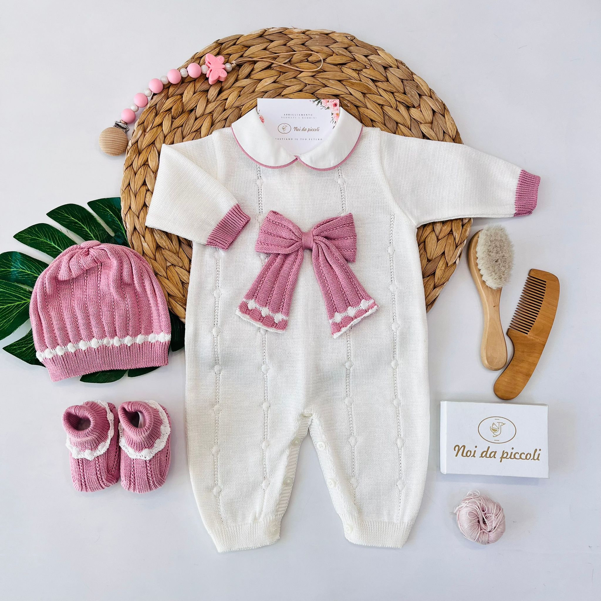 TUTINA CON SET PARURE 100% FILO DI COTONE VANIGLIA MELOGRANO - Noi da piccoli