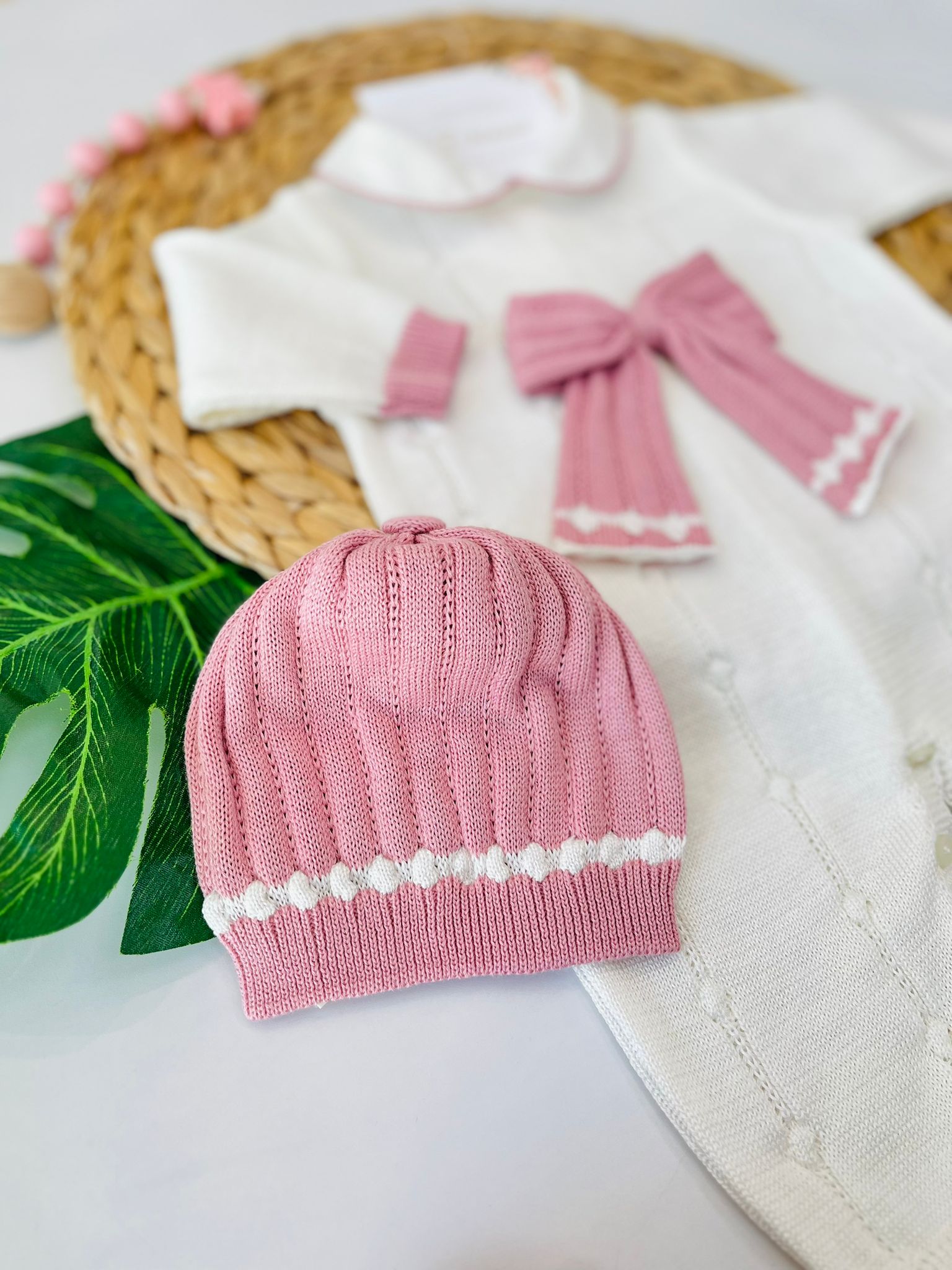 TUTINA CON SET PARURE 100% FILO DI COTONE VANIGLIA MELOGRANO - Noi da piccoli