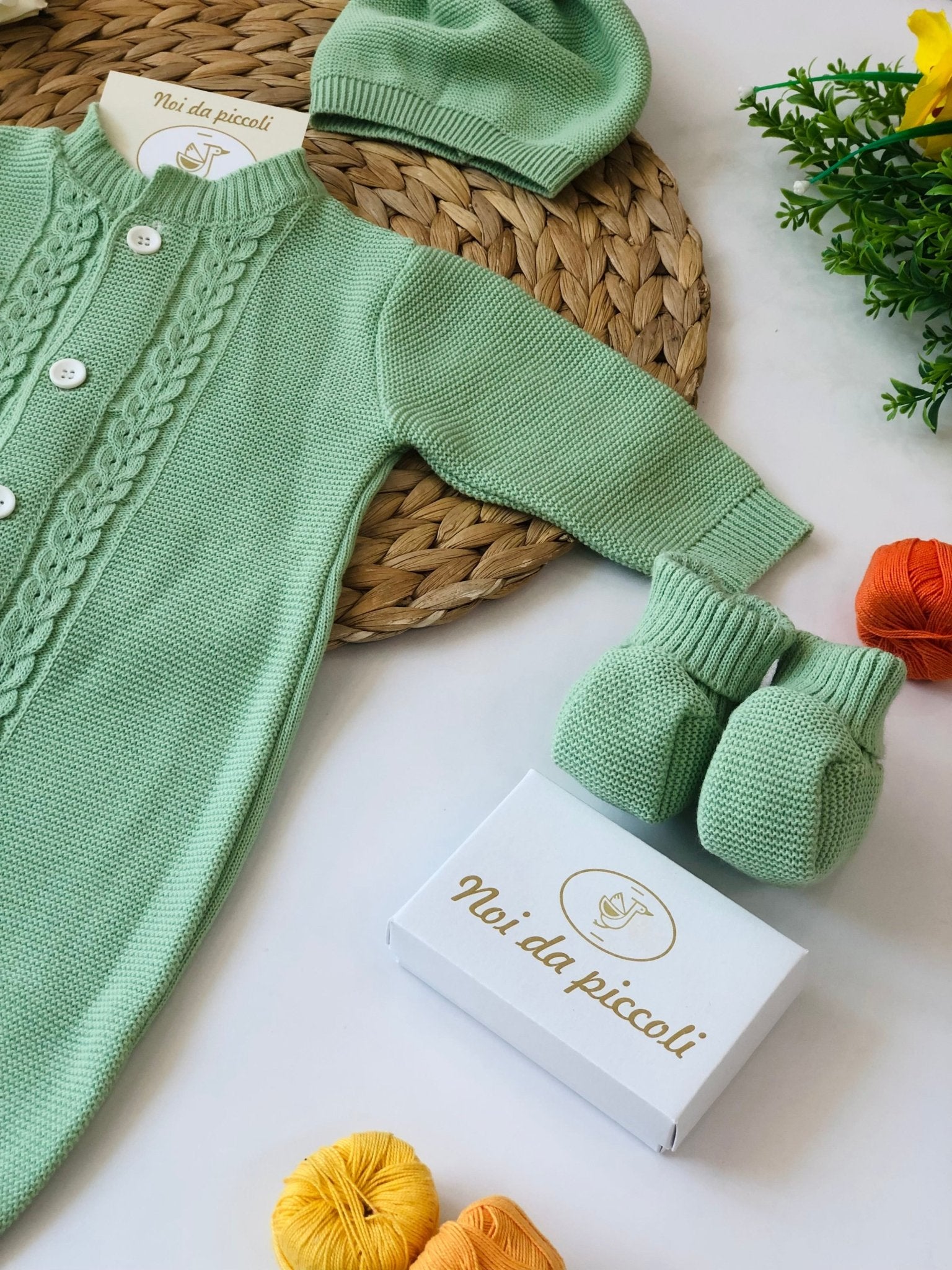 TUTINA CON SET PARURE VERDE MISTO LANA - Noi da piccoli