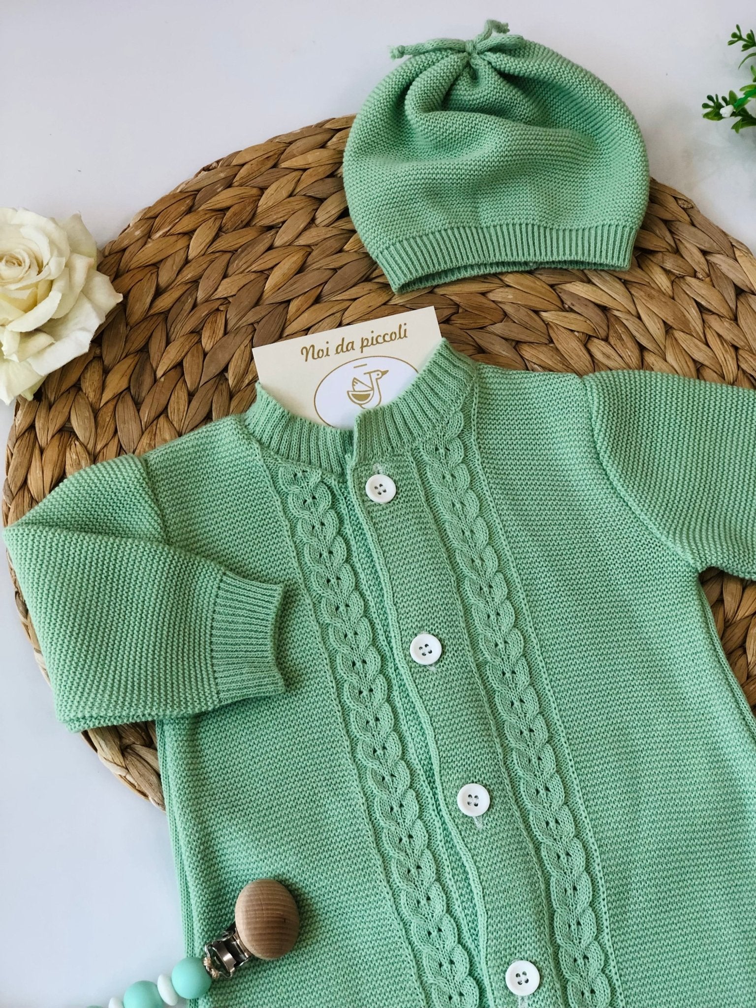 TUTINA CON SET PARURE VERDE MISTO LANA - Noi da piccoli