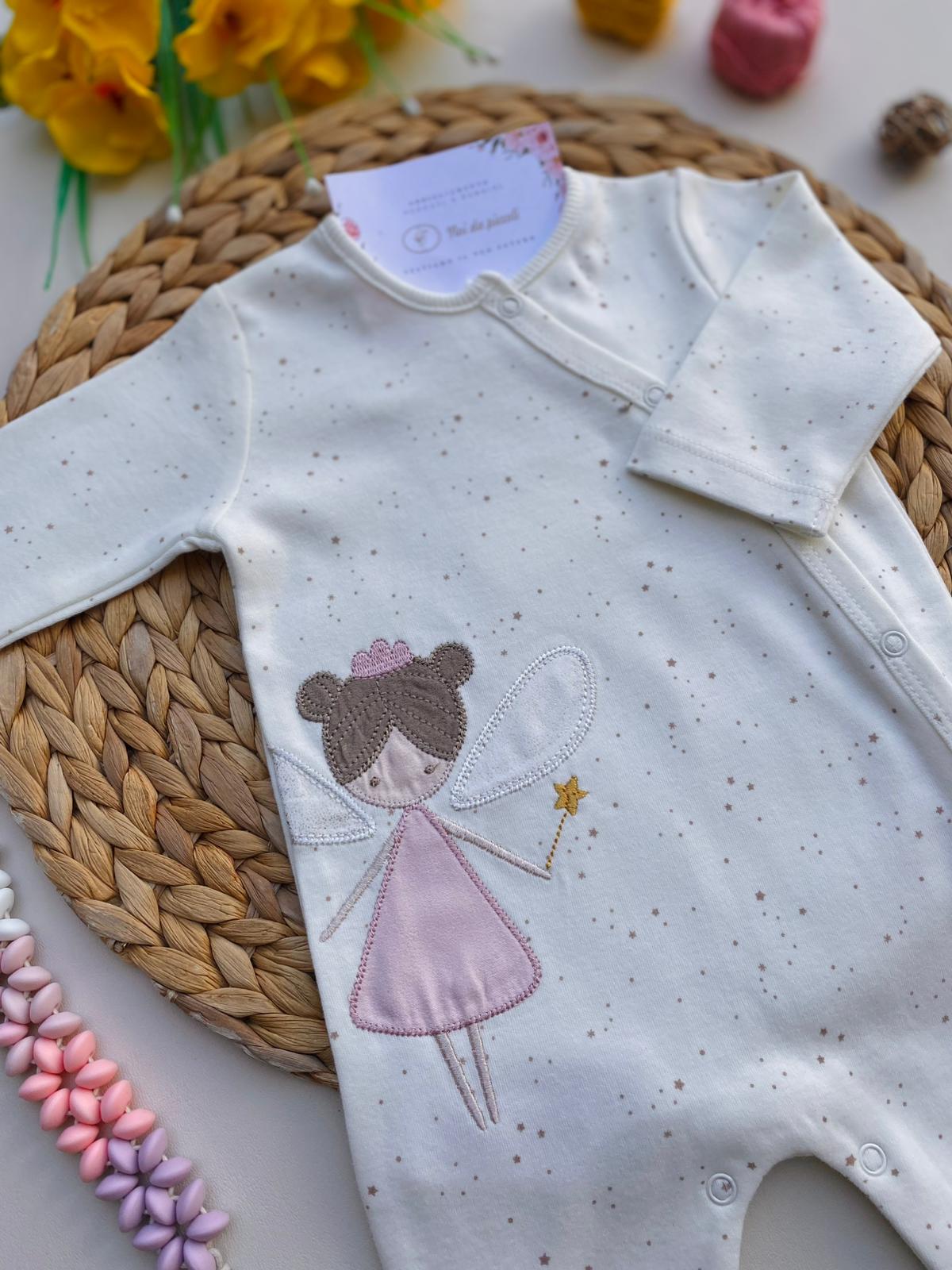 TUTINA CON STELLINE E FATINA ROSA LATERALE CRUDO - Noi da piccoli