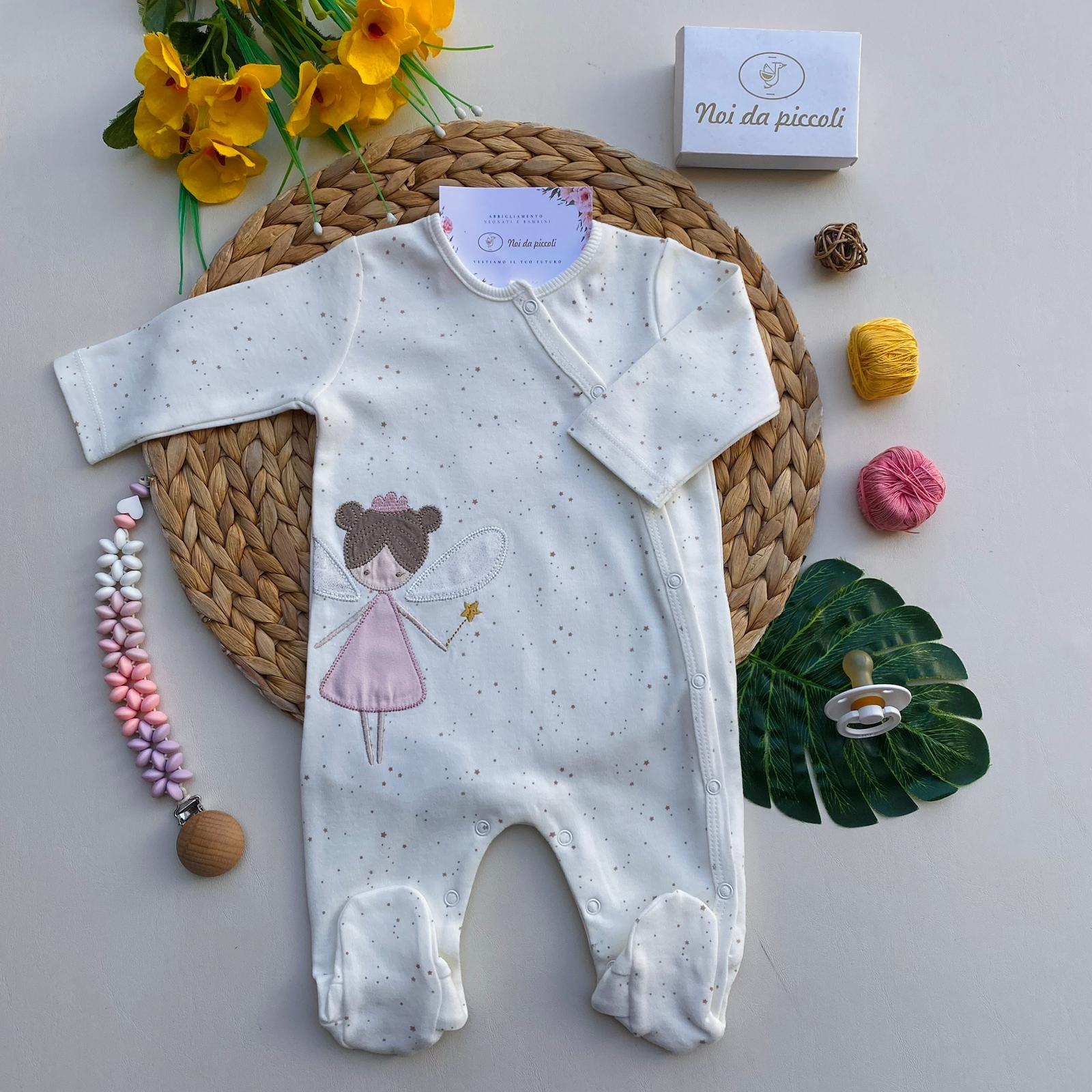 TUTINA CON STELLINE E FATINA ROSA LATERALE CRUDO - Noi da piccoli