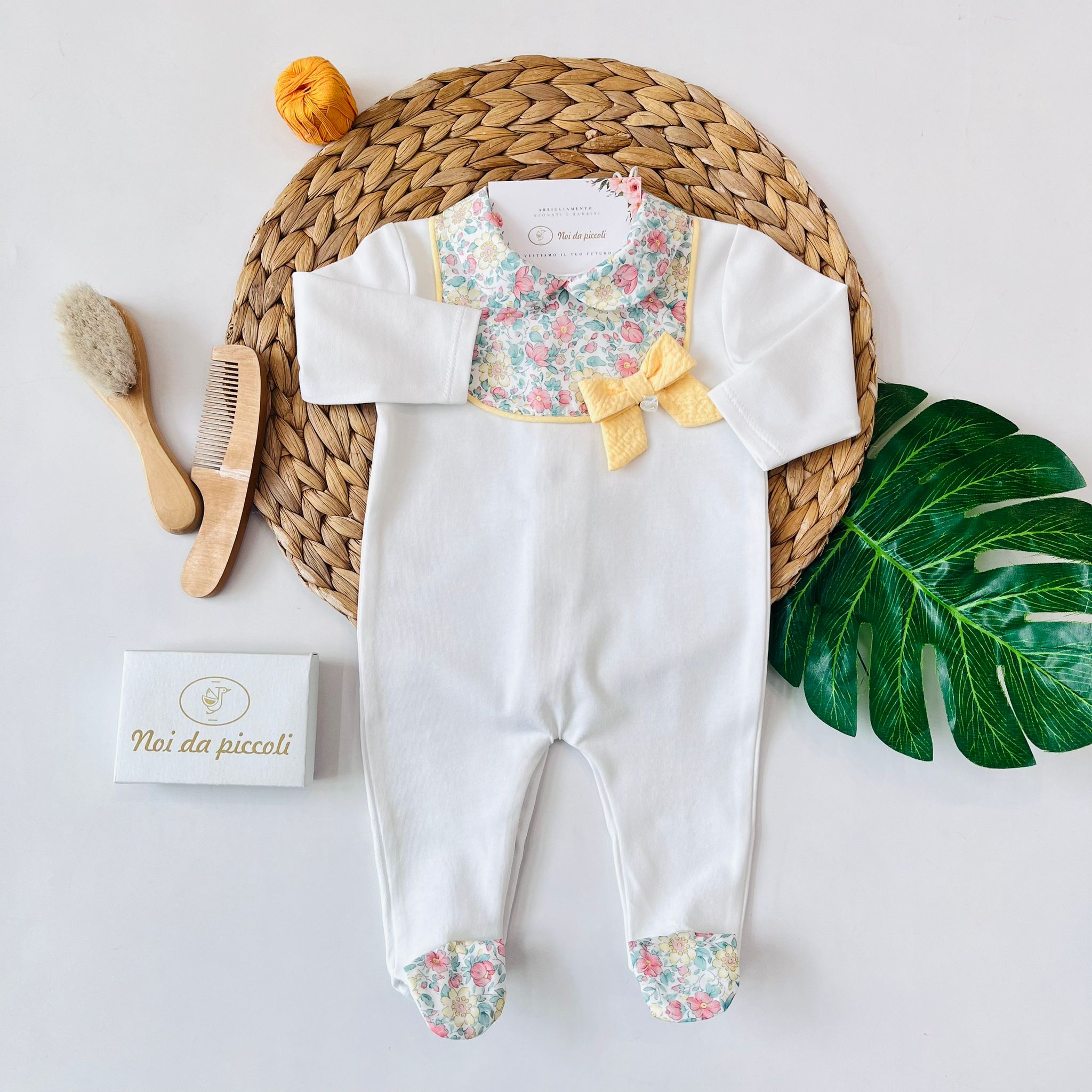 TUTINA COTONE FRESCO BIANCO PATTEN FIORI - Noi da piccoli