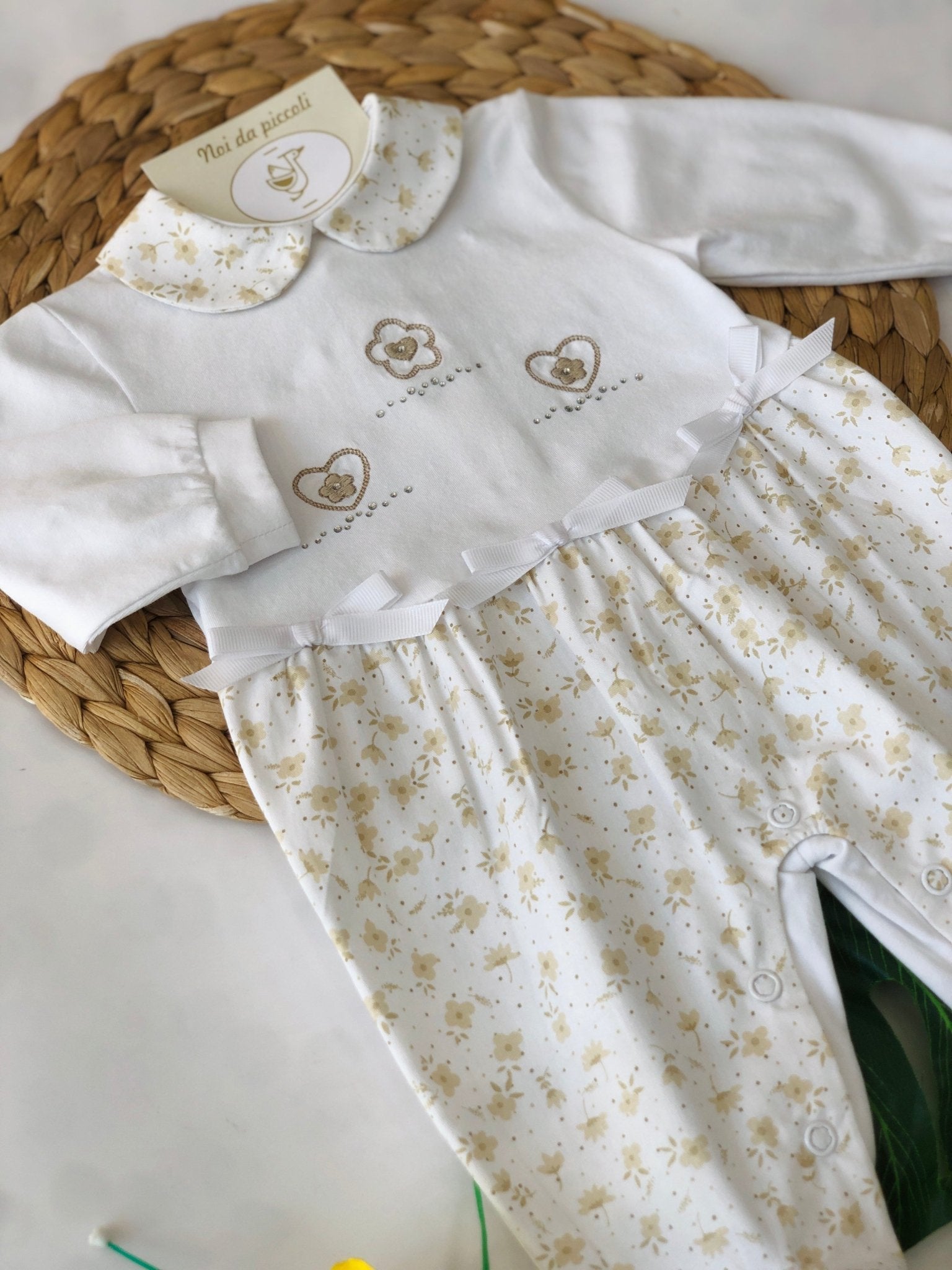 TUTINA COTONE THREE BEIGE FLOWER - Noi da piccoli