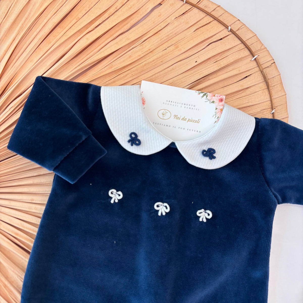 Tutina Fiocchettini in Ciniglia Blu Bebe' Margo' - Noi da piccoli