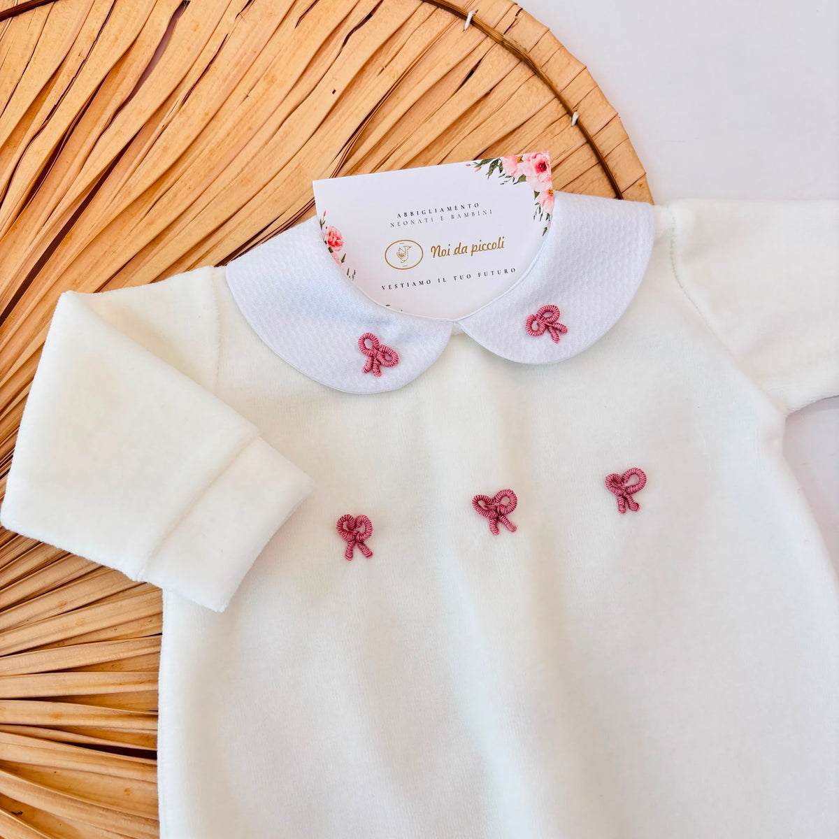 Tutina Fiocchettini in Ciniglia Panna Cipolla Bebe' Margo' - Noi da piccoli