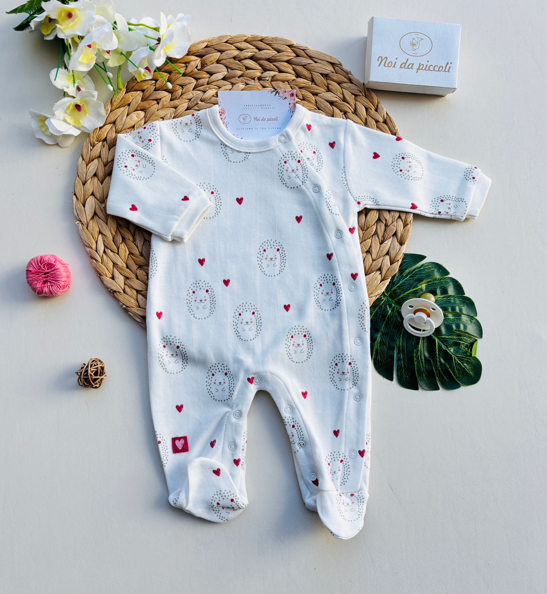 TUTINA IN CAALDO COTONE ANTIPANICO CON CUORICINI BIANCO - Noi da piccoli