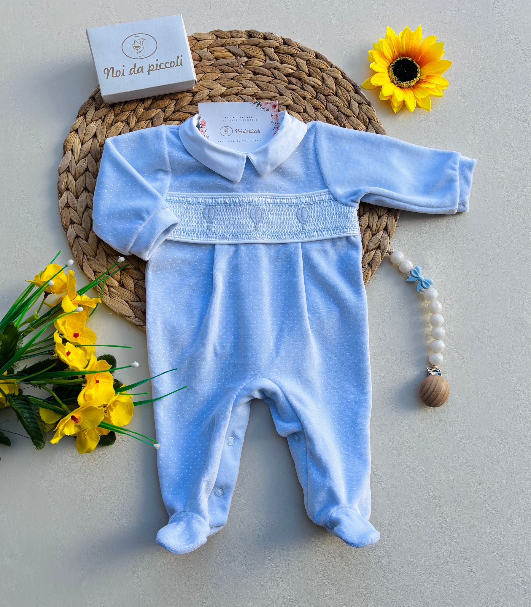 TUTINA IN CINIGLIA A POIS E MONGOLFIERE CIELO - Noi da piccoli