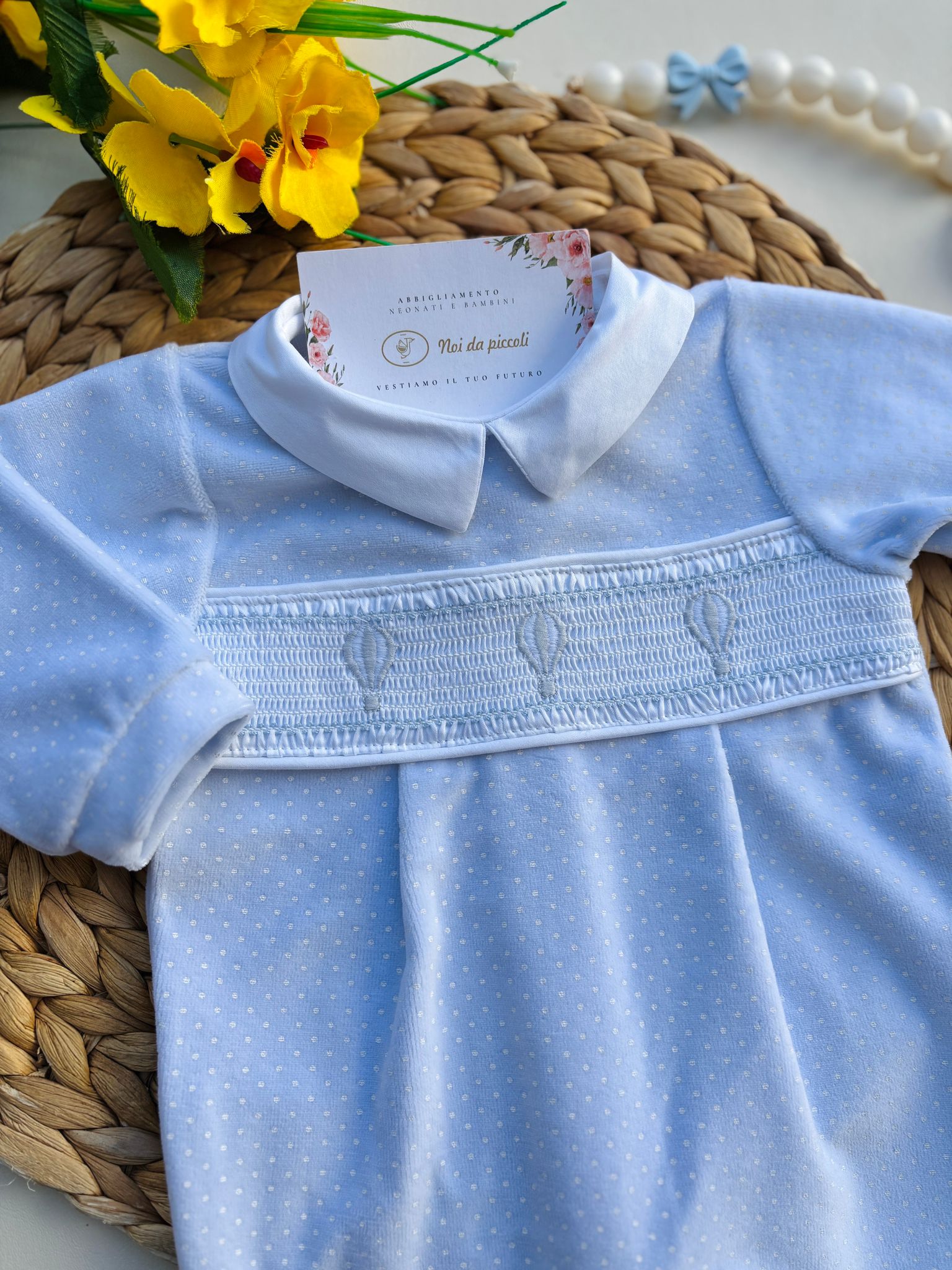 TUTINA IN CINIGLIA A POIS E MONGOLFIERE CIELO - Noi da piccoli