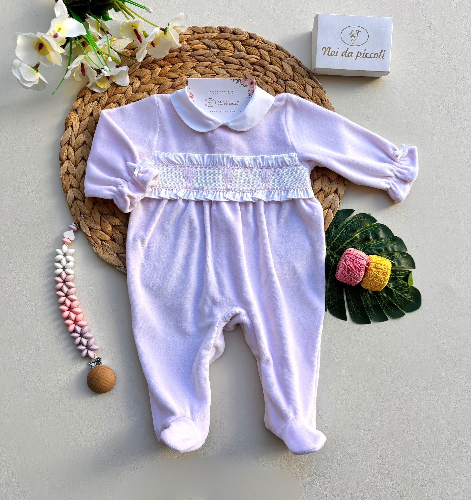 TUTINA IN CINIGLIA A POIS E MONGOLFIERE ROSA BABY - Noi da piccoli