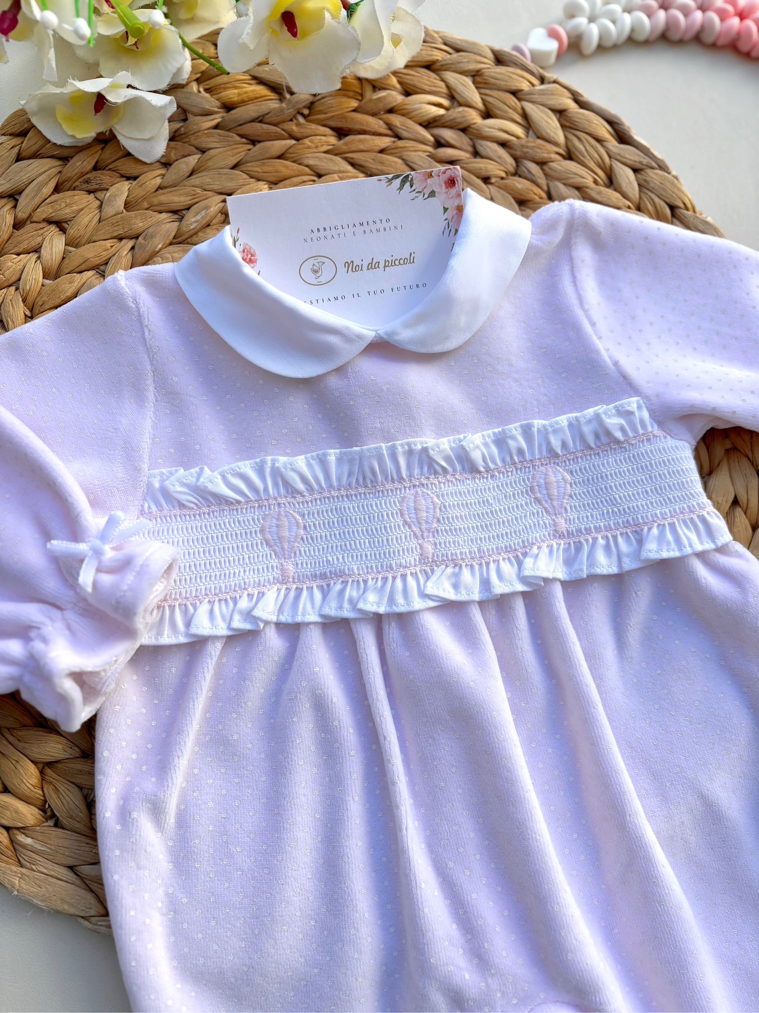 TUTINA IN CINIGLIA A POIS E MONGOLFIERE ROSA BABY - Noi da piccoli